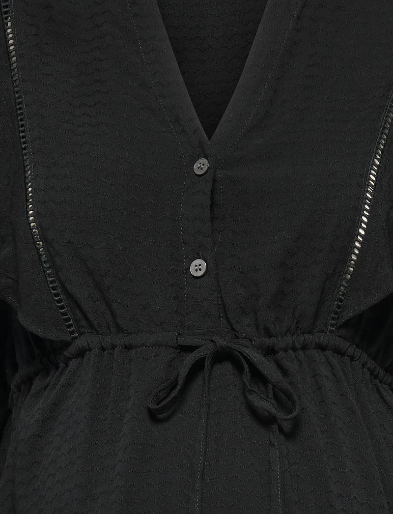 Only Maternity - OLMSALLI 2/4 V-NECK FRILL TOP WVN - långärmade blusar - black - 4