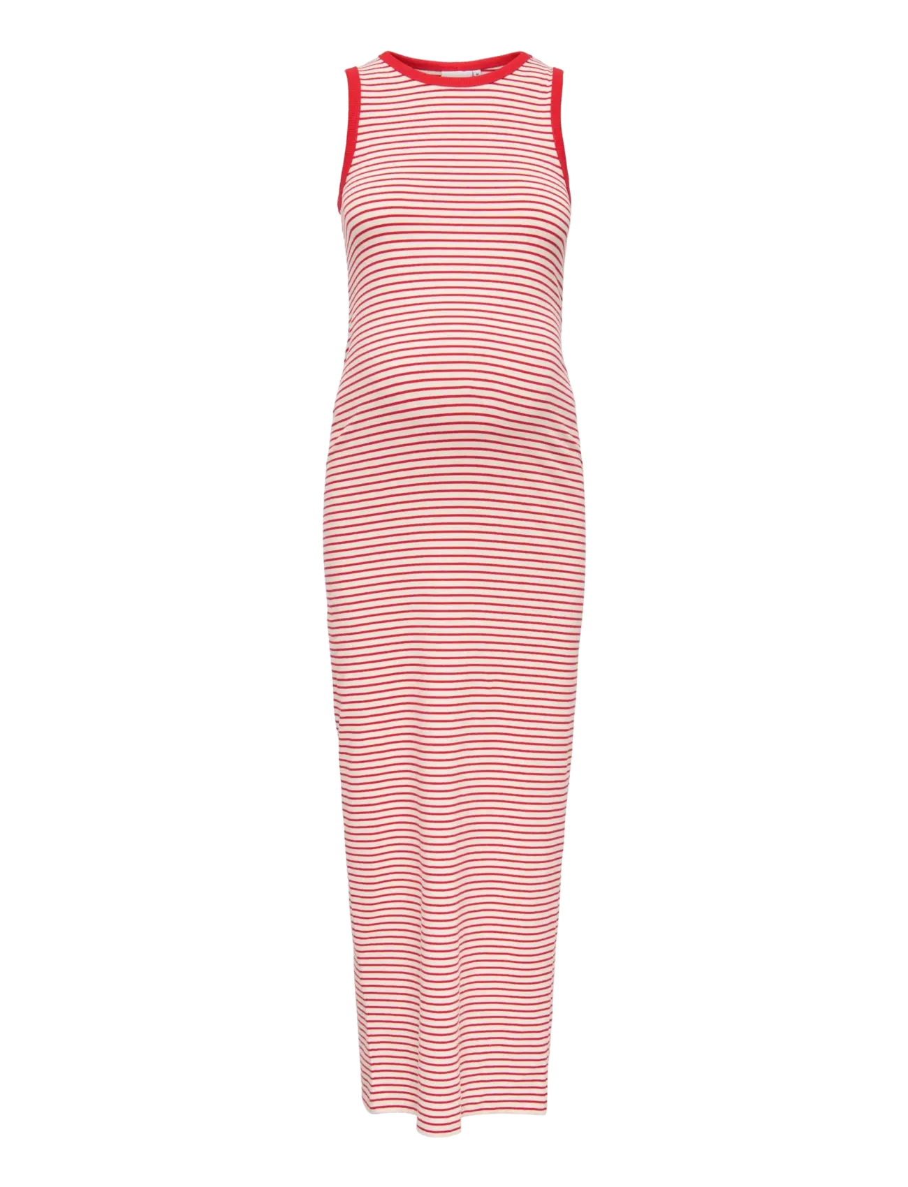 Only Maternity OLMMALOU S/L O-NECK CALF DRESS JRS - Kleidid - CLOUD DANCER / red