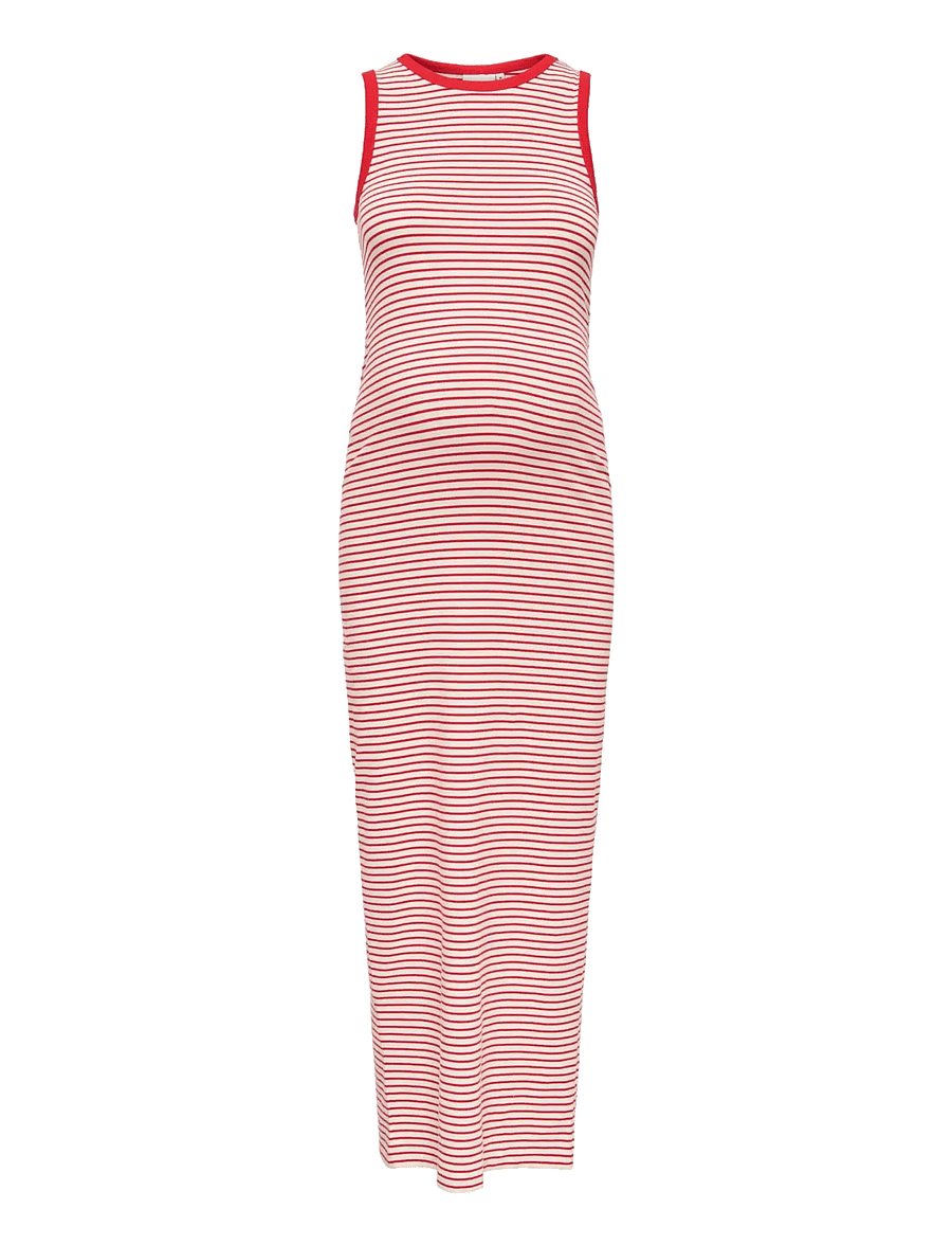 Only Maternity - OLMMALOU S/L O-NECK CALF DRESS JRS - maksikleidid - cloud dancer - 1
