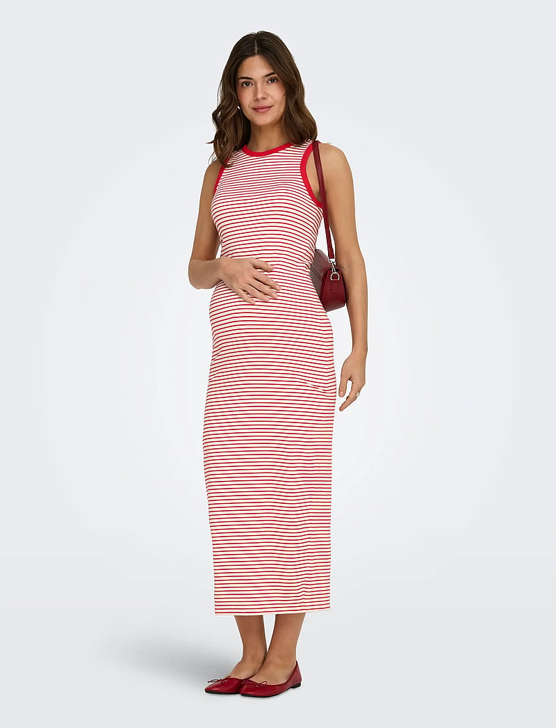 Only Maternity - OLMMALOU S/L O-NECK CALF DRESS JRS - ilgos suknelės - cloud dancer - 0