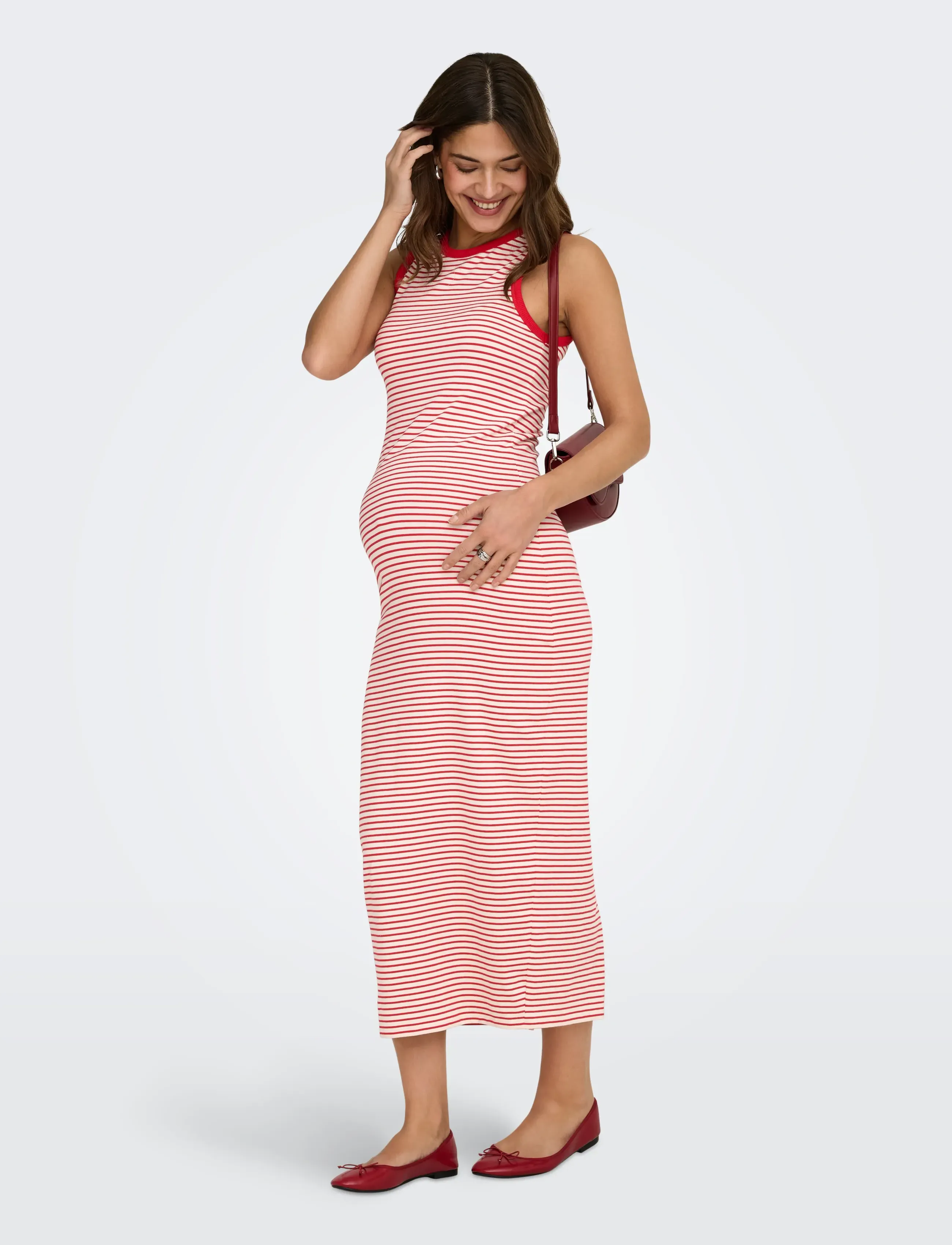Only Maternity - OLMMALOU S/L O-NECK CALF DRESS JRS - maksikleidid - cloud dancer - 5