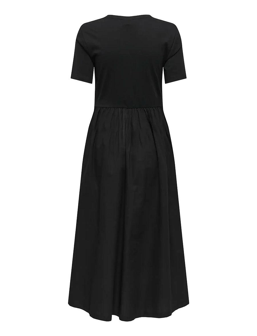 Only Maternity - OLMBLOMST S/S V-NECK CALF MIX DRESS - midi-jurken - black - 1