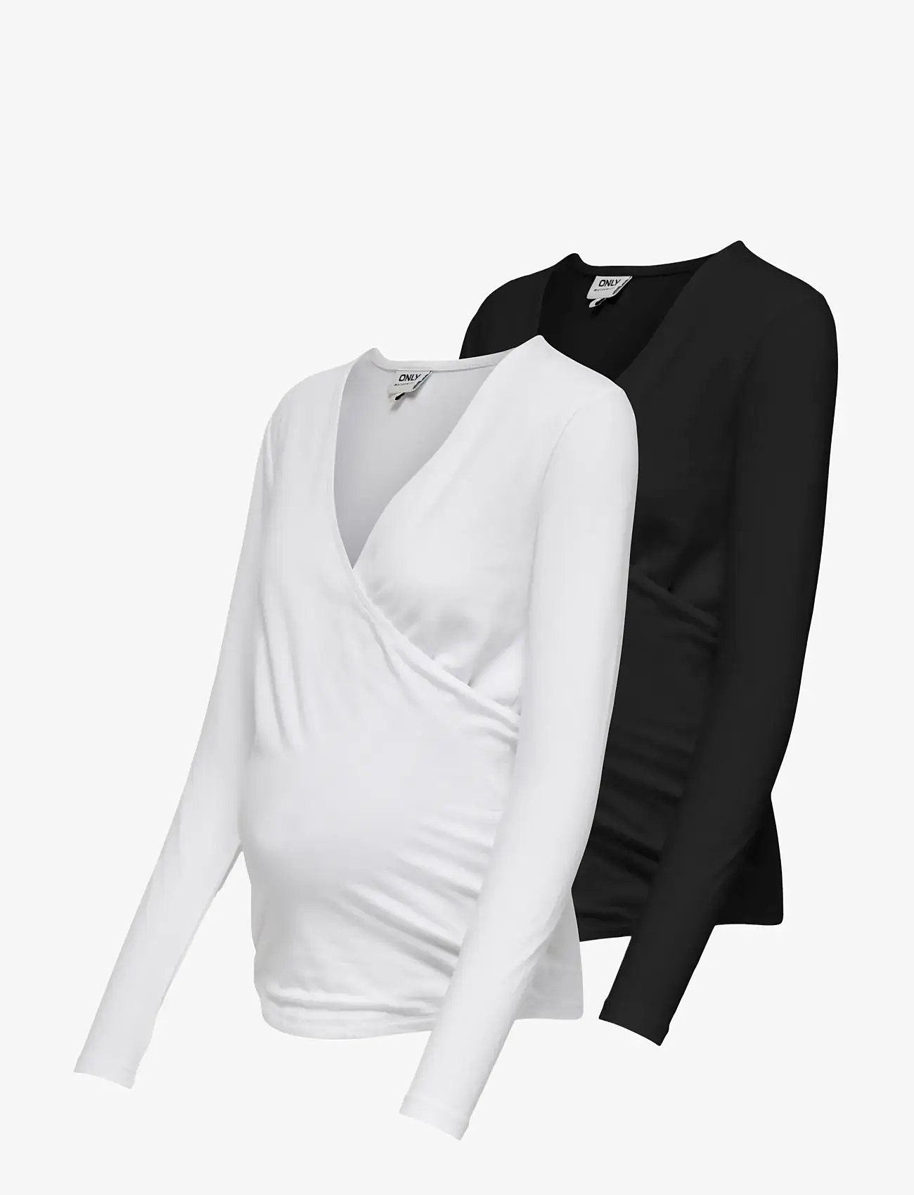 Only Maternity - OLMJOY L/S WRAP TOP 2-PACK JRS NOOS - langærmede bluser - black - 1