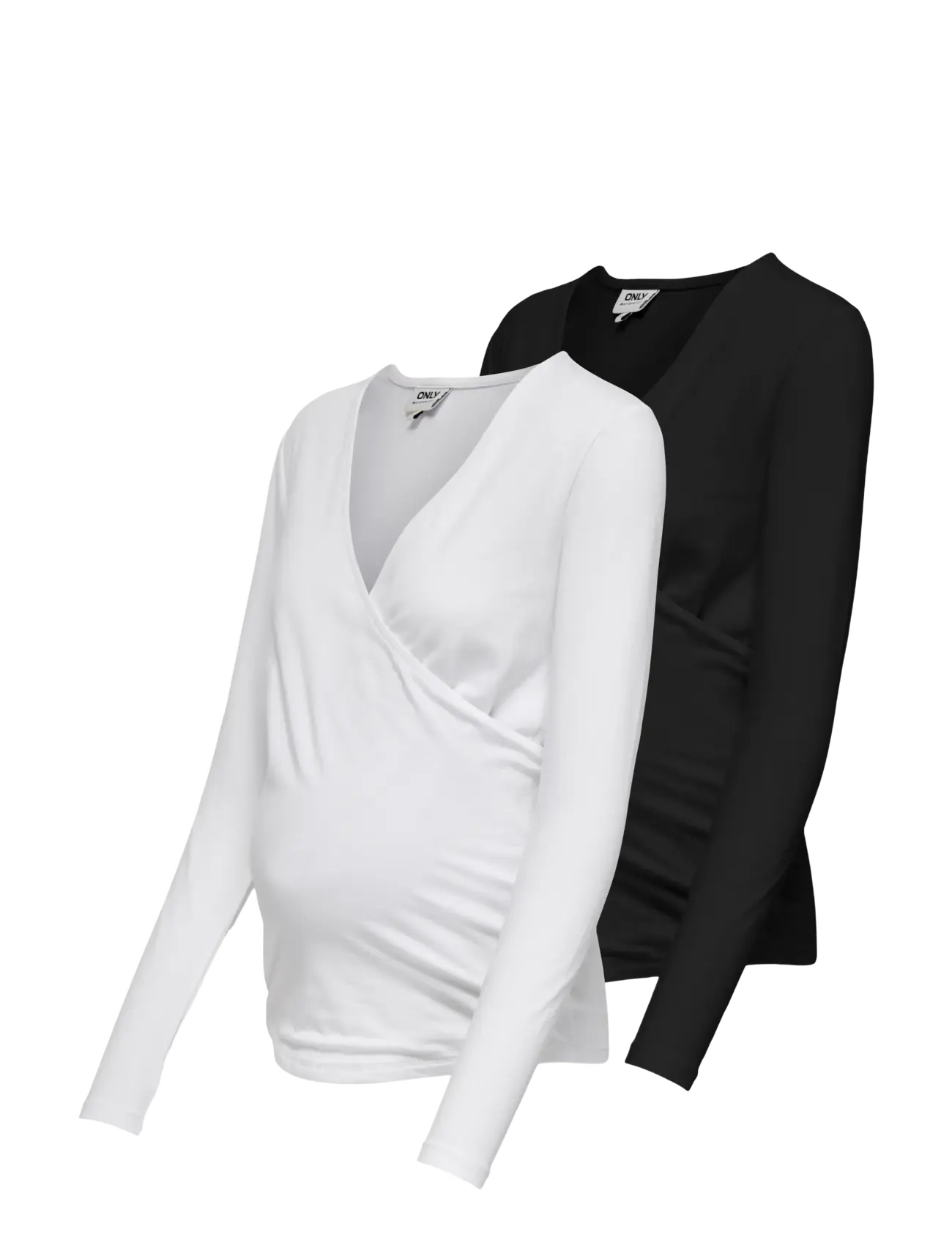 Only Maternity OLMJOY L/S WRAP TOP 2-PACK JRS NOOS - Clothing - BLACK / white