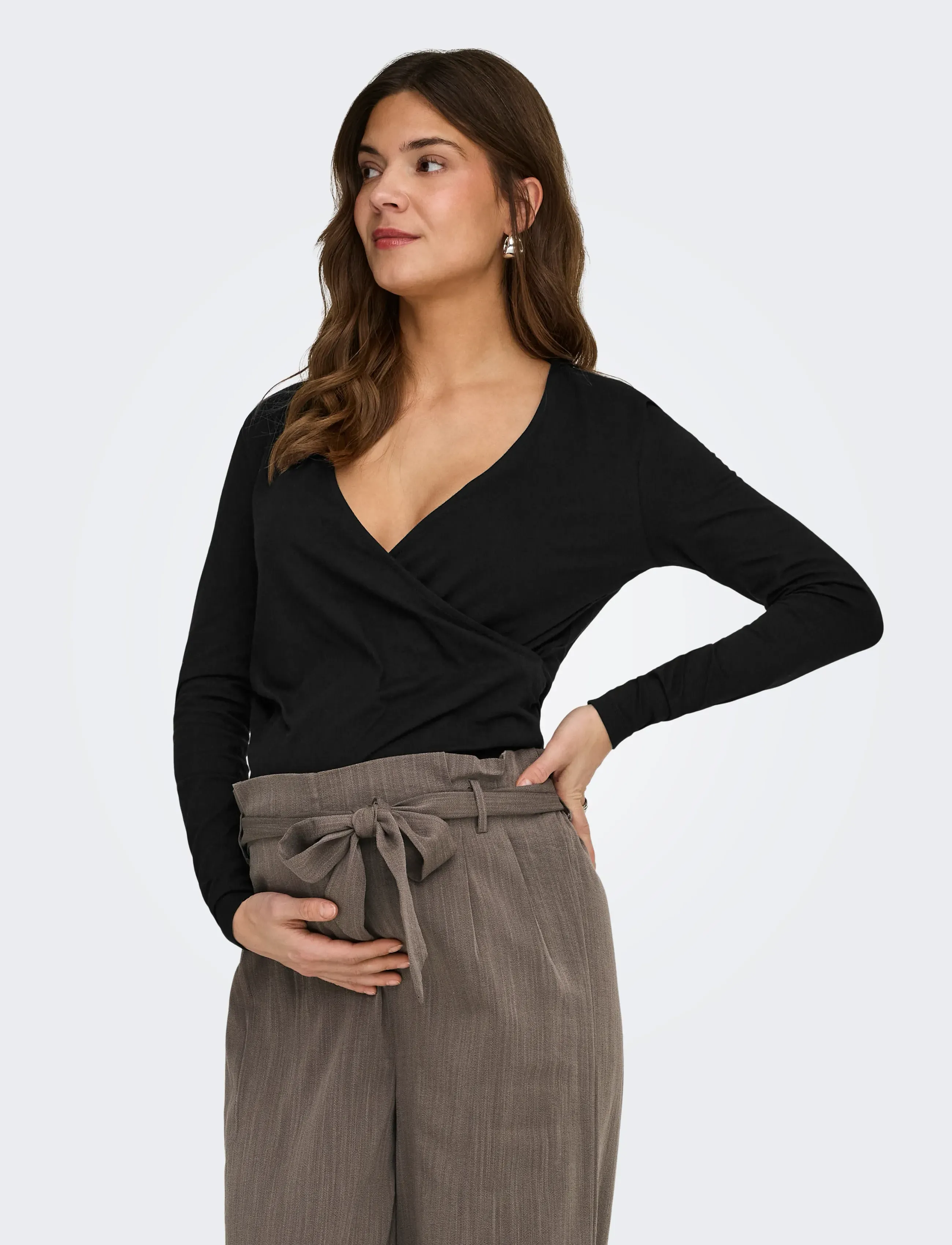 Only Maternity OLMJOY L/S WRAP TOP 2-PACK JRS NOOS - Blusen - BLACK / white
