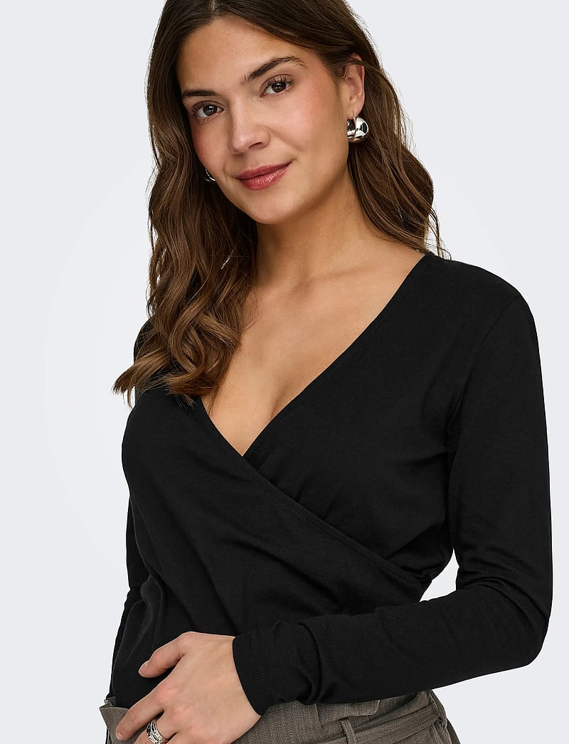 Only Maternity - OLMJOY L/S WRAP TOP 2-PACK JRS NOOS - langærmede bluser - black - 4