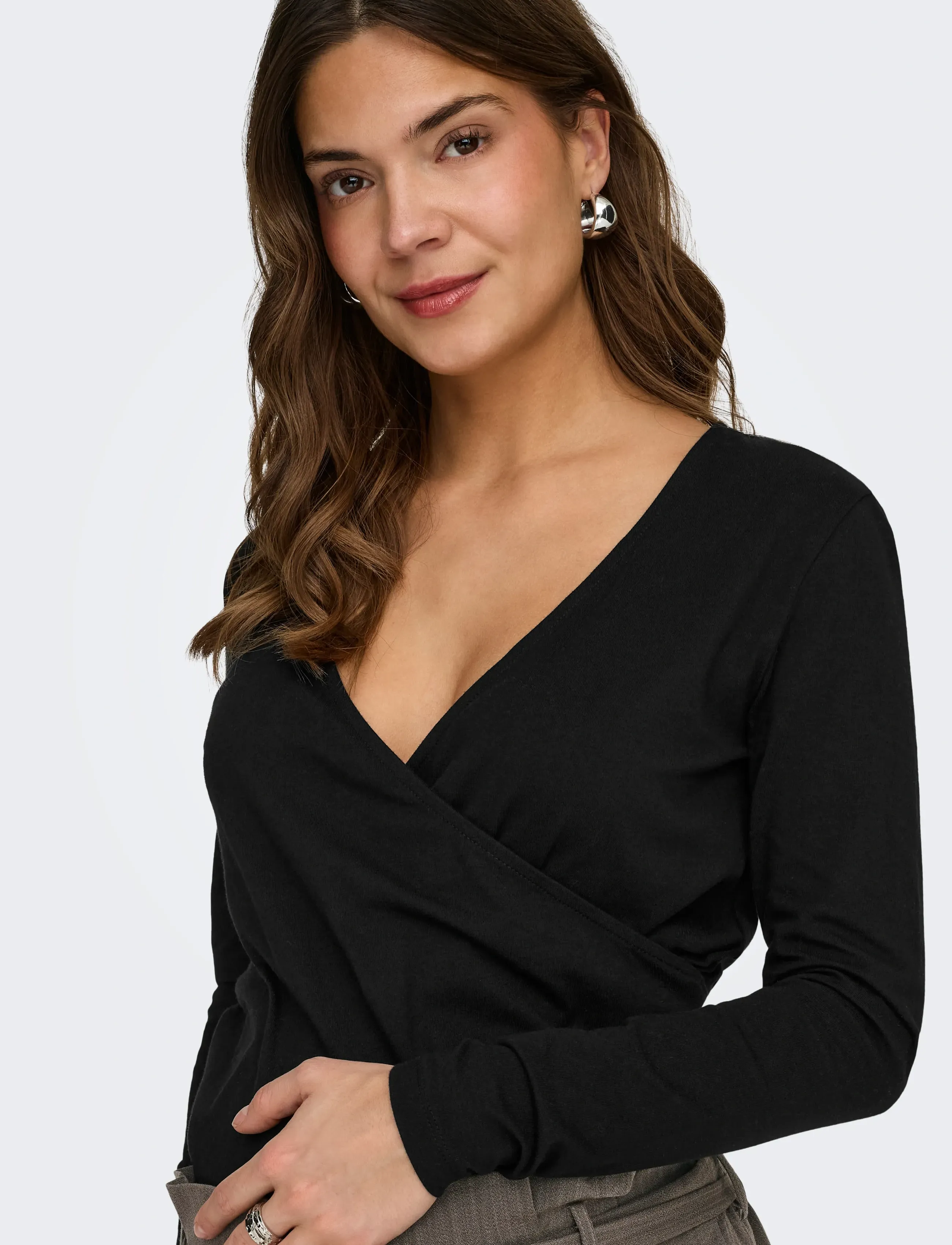 Only Maternity - OLMJOY L/S WRAP TOP 2-PACK JRS NOOS - long sleeved blouses - black - 4