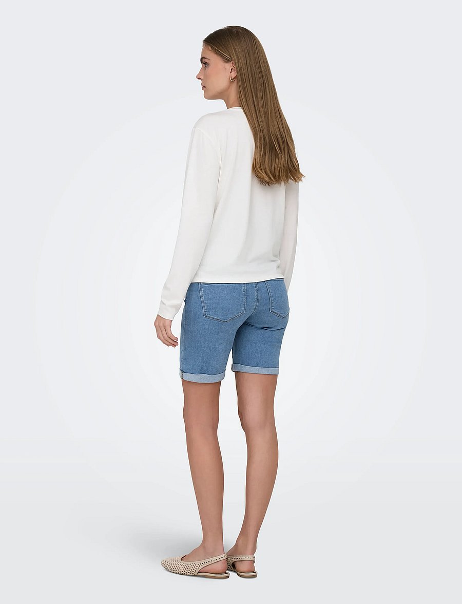 Only Maternity - OLMRAIN LIFE LONG DNM SHORTS NOOS - jorts - light blue denim - 4