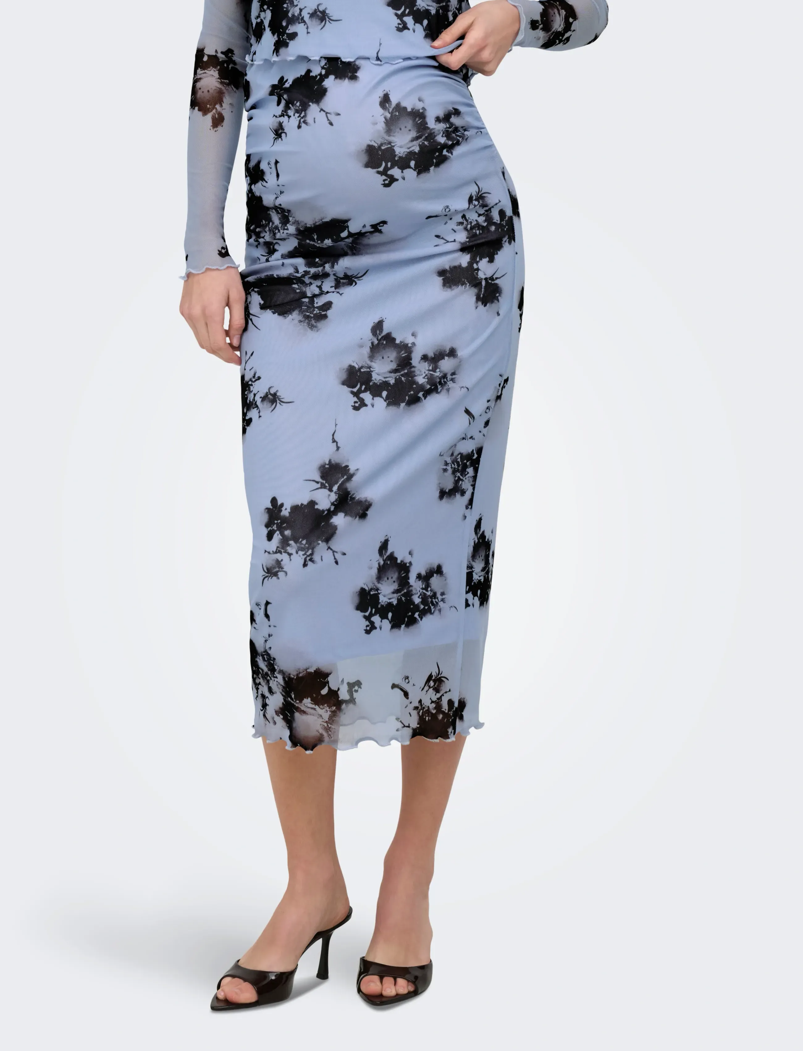 Only Maternity OLMLOURA MESH MIDAXI CALF SKIRT JRS - Bleistiftröcke - BLUE HERON / blue