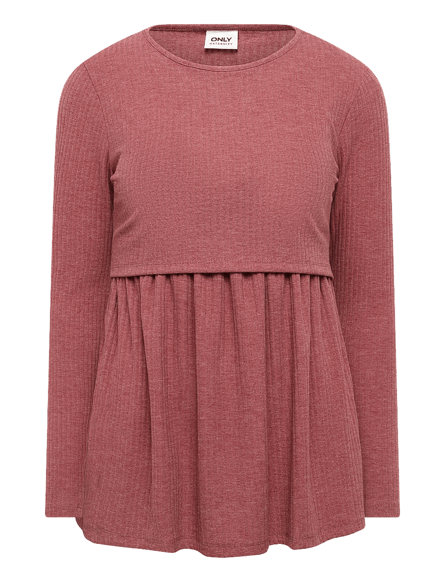 Only Maternity - OLMMALAYA BASE LS O-NECK NURSING TOP JRS - langärmelige blusen - rose brown - 0