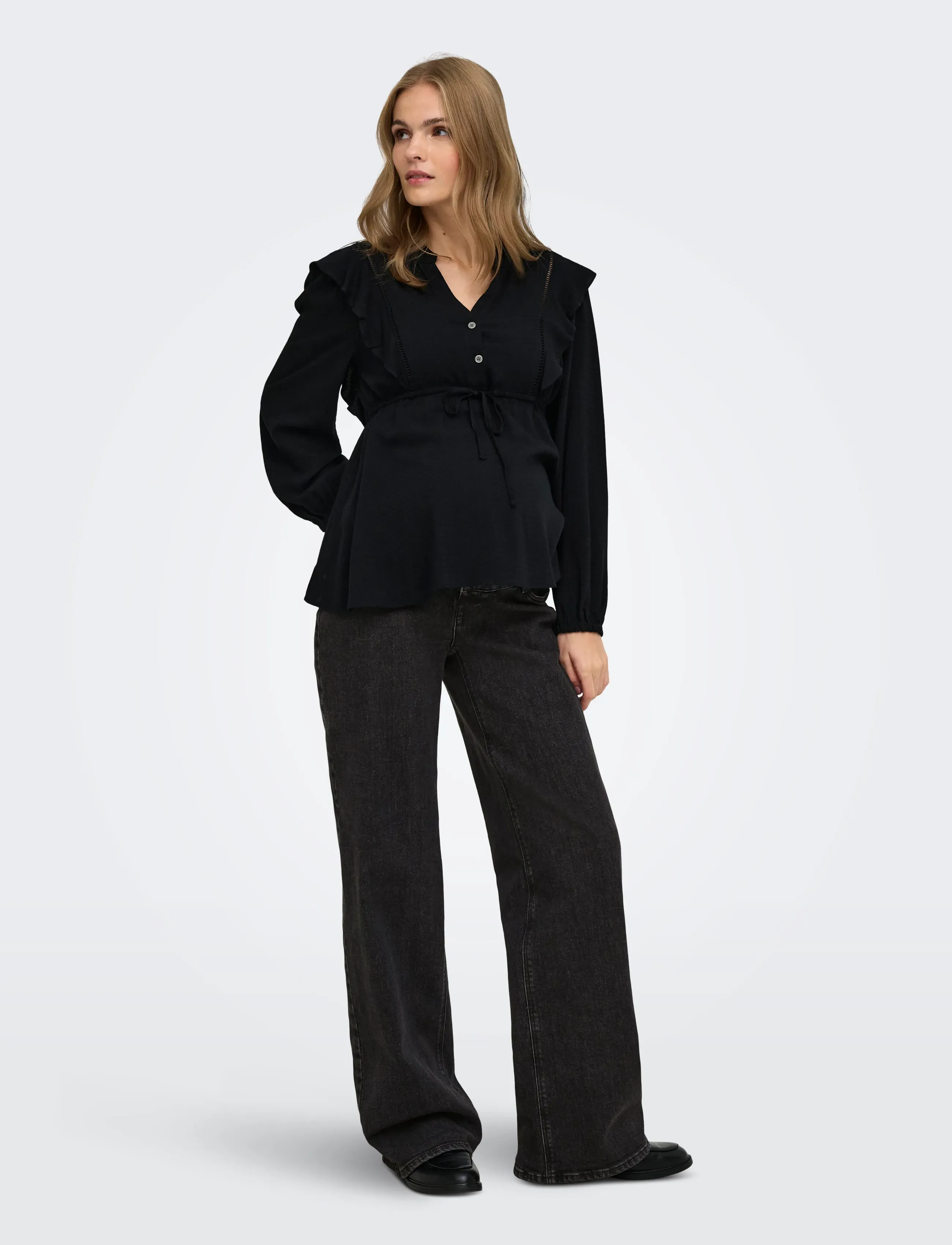 Only Maternity - OLMJUICY WIDE LEG REA889 NOOS - black denim - 5