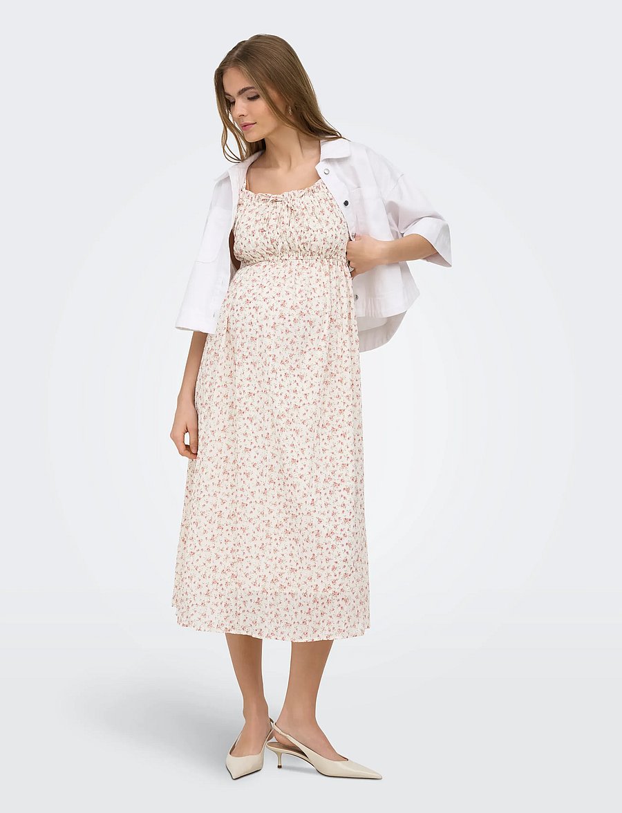 Only Maternity - OLMMARY SINGLET BLK DRESS WVN - zomerjurken - cloud dancer - 5