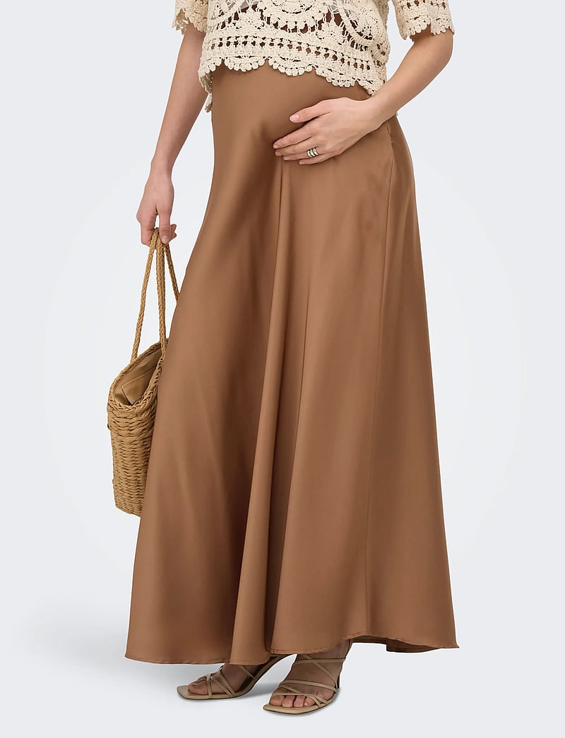 Only Maternity - OLMSEALLY OVER BUMP SKIRT WVN - satinröcke - toasted coconut - 0