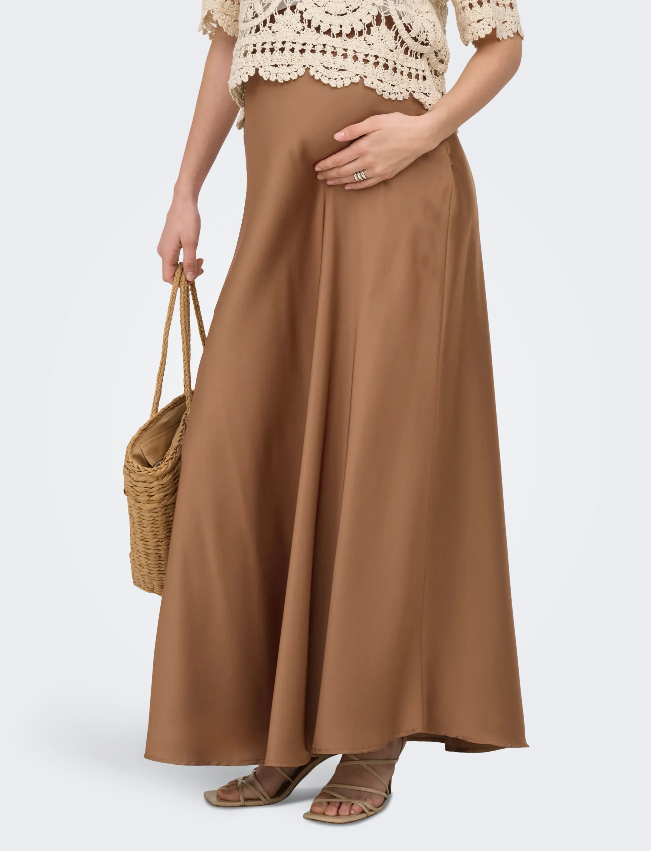 Only Maternity OLMSEALLY OVER BUMP SKIRT WVN - Maxi Röcke - TOASTED COCONUT / brown
