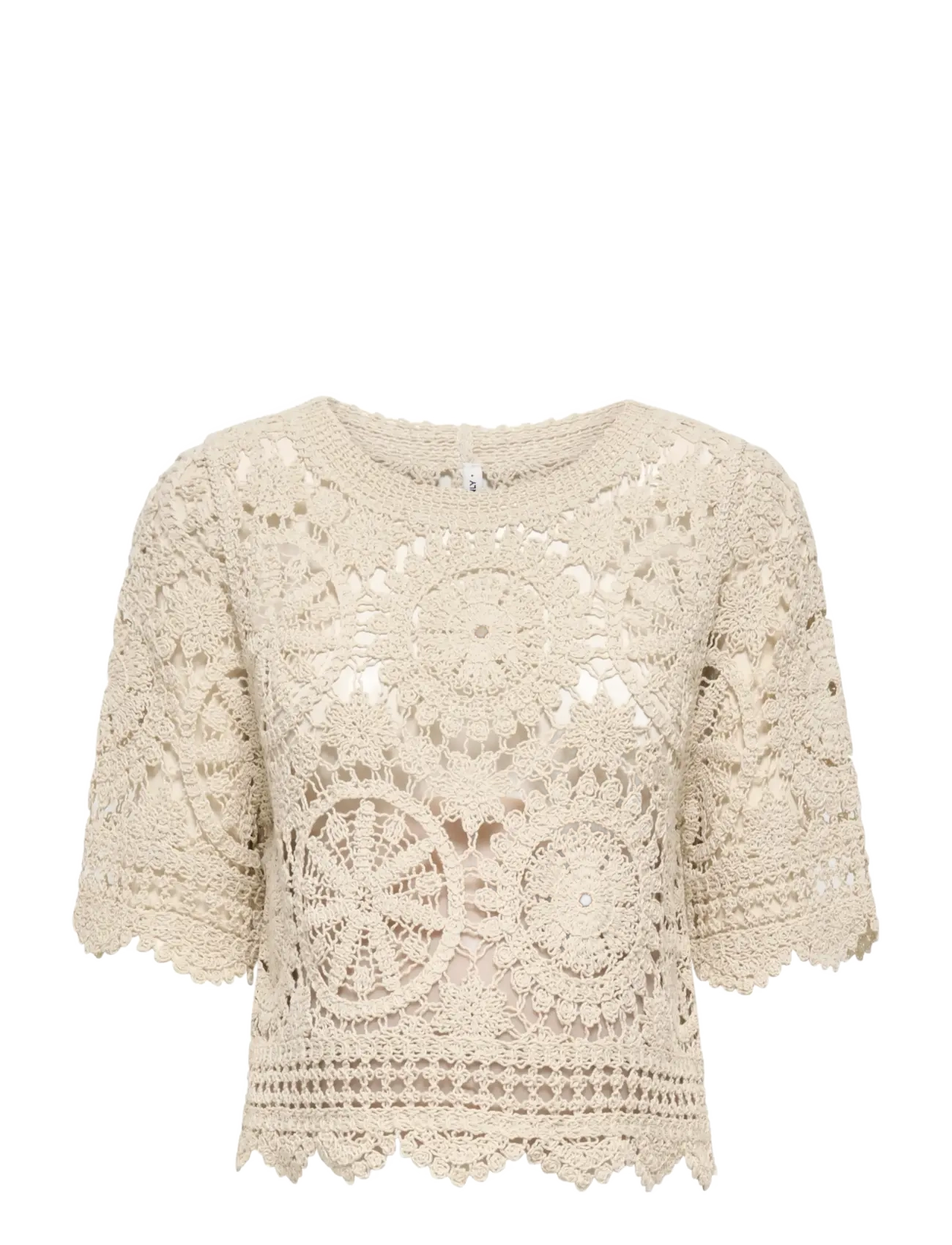 Only Maternity OLMWATERLY S/S CROCHET O-NECK TOP KNT - Only Maternity - BIRCH / cream