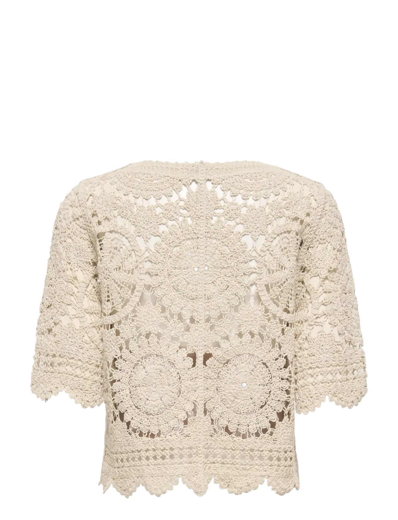 Only Maternity - OLMWATERLY S/S CROCHET O-NECK TOP KNT - t-särgid - birch - 2