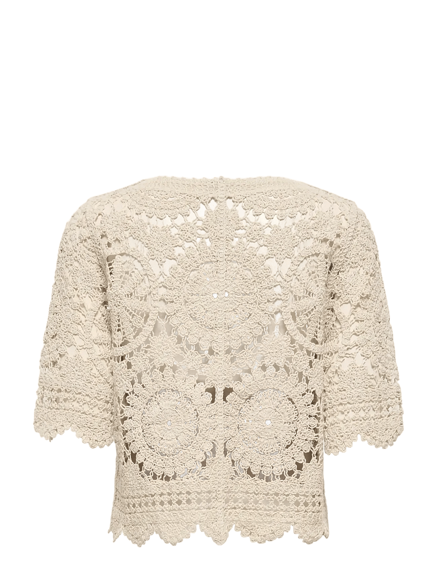 Only Maternity - OLMWATERLY S/S CROCHET O-NECK TOP KNT - t-särgid - birch - 2