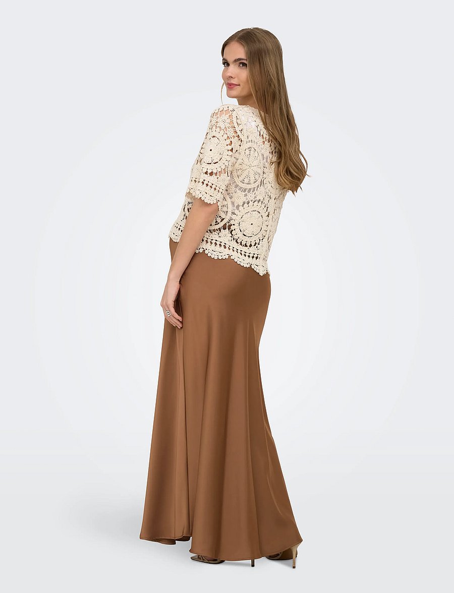 Only Maternity - OLMWATERLY S/S CROCHET O-NECK TOP KNT - t-särgid - birch - 4