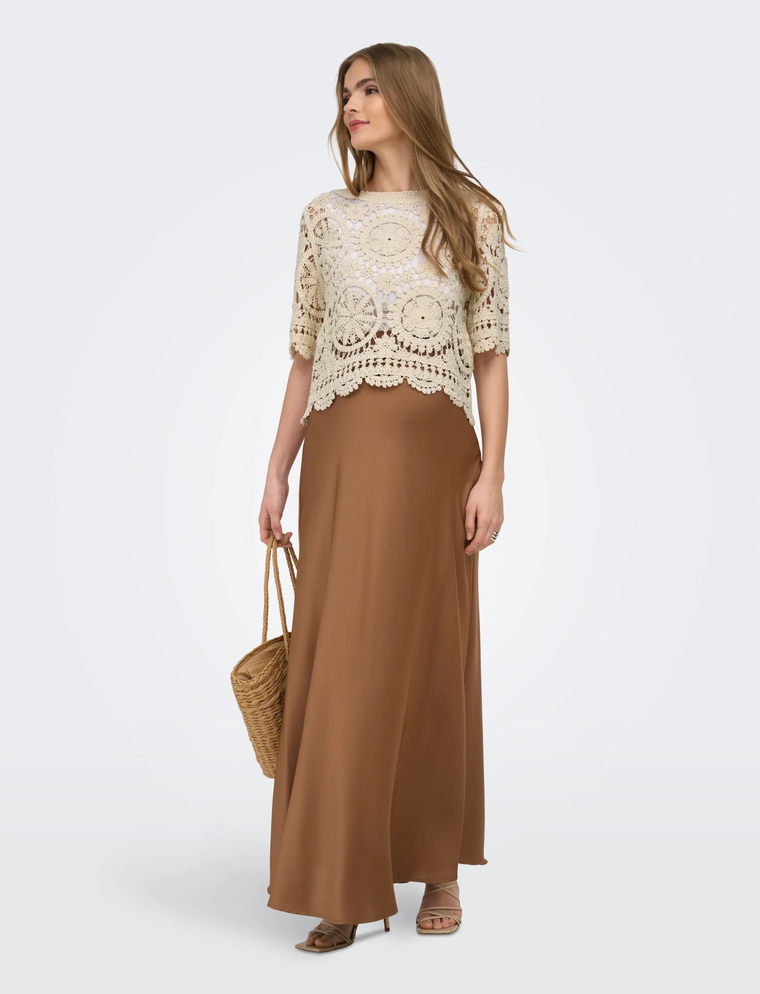Only Maternity - OLMWATERLY S/S CROCHET O-NECK TOP KNT - t-särgid - birch - 5