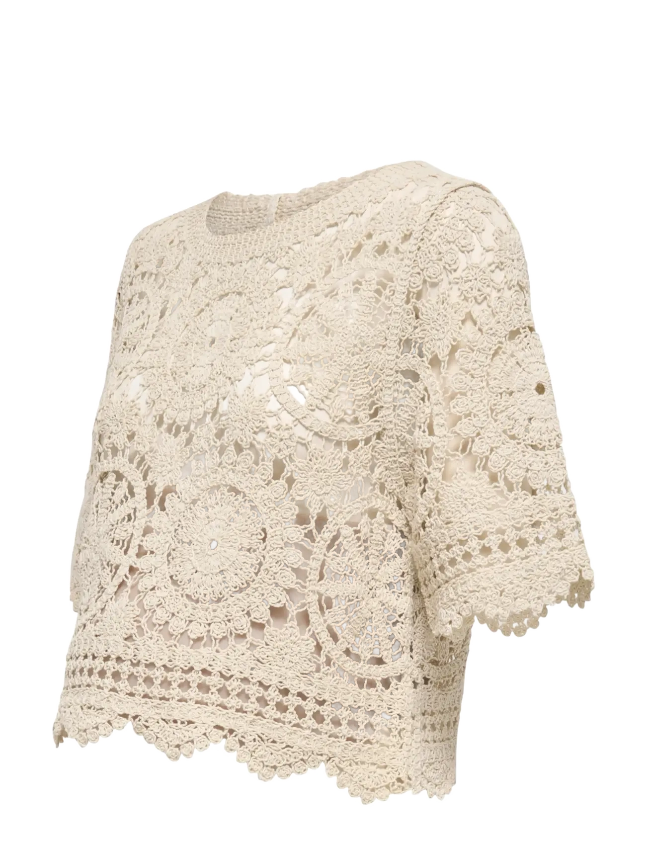 Only Maternity - OLMWATERLY S/S CROCHET O-NECK TOP KNT - t-särgid - birch - 3