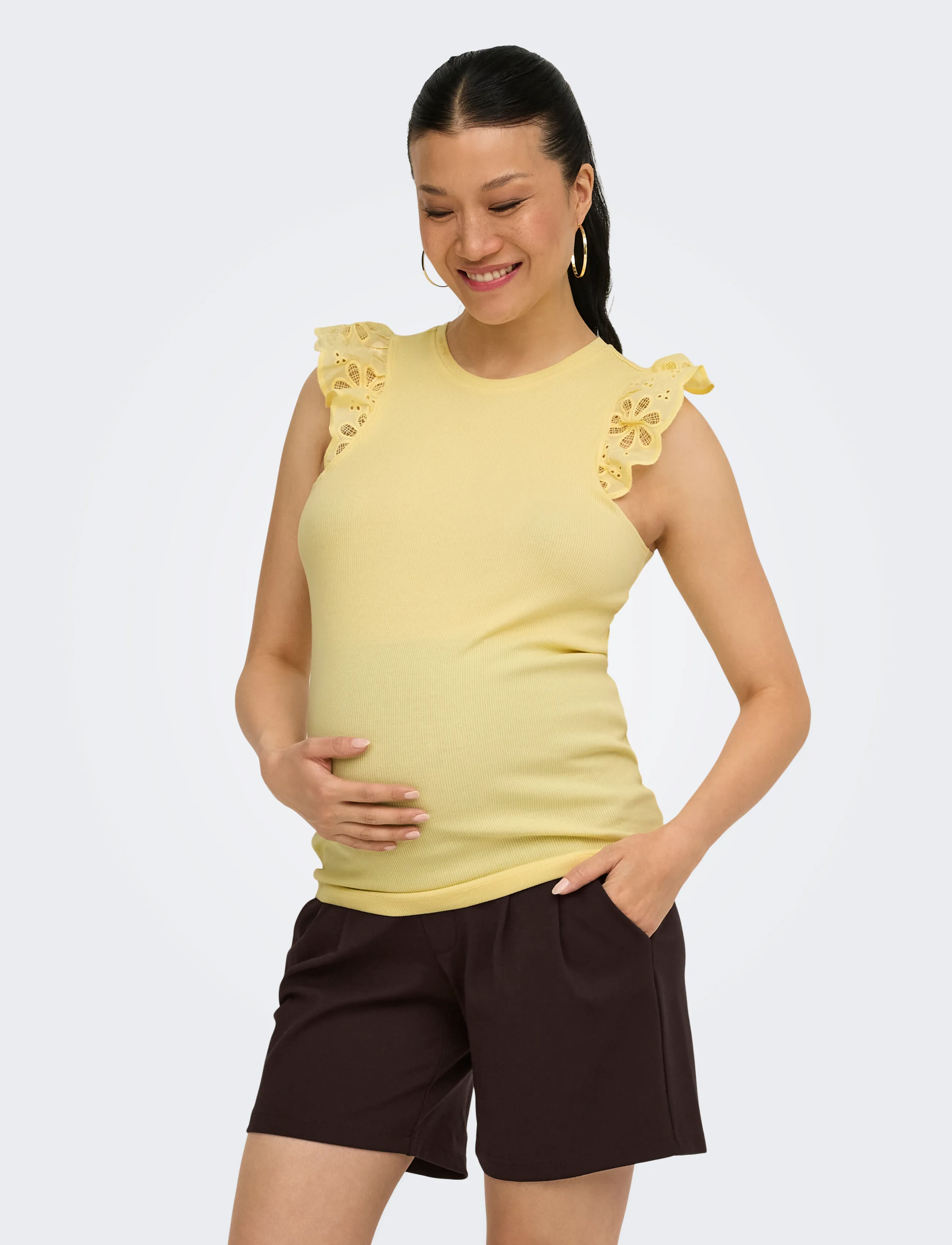 Only Maternity Olmcesme Lace Tank Top Jrs, Kvinder, Blonde Tanktop, Gul, Str: L