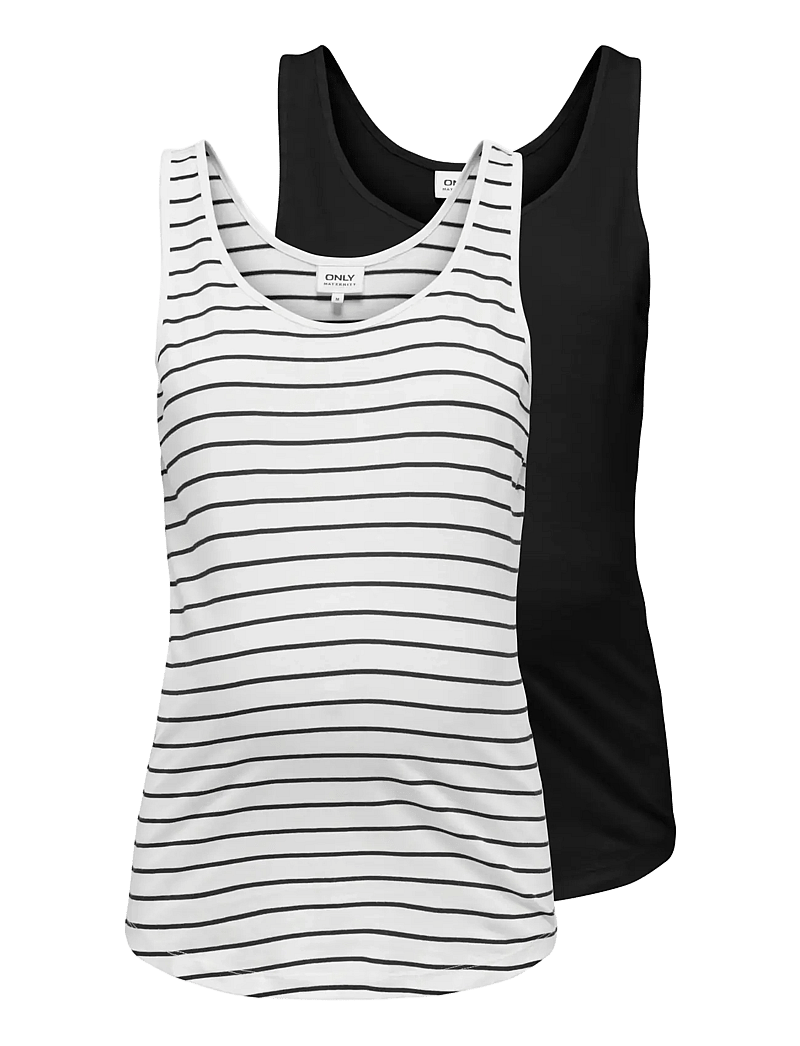 Only Maternity - OLMBLOOM S/L TANK TOP JRS 2-PACK - ermeløse topper - cloud dancer - 0
