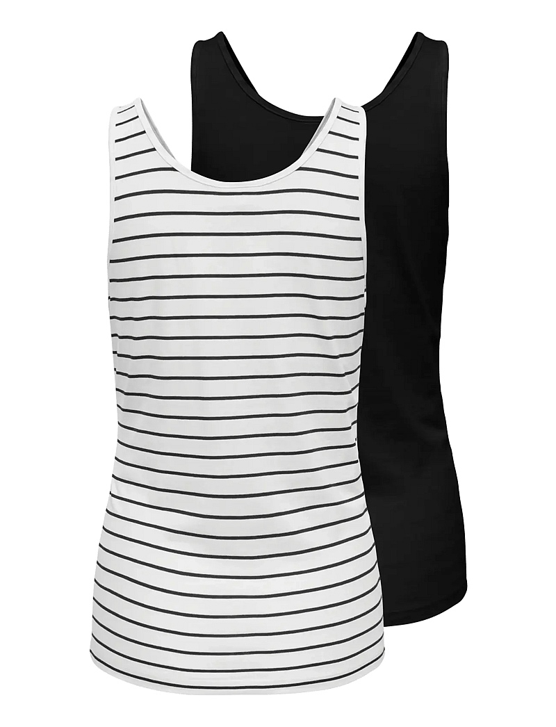 Only Maternity - OLMBLOOM S/L TANK TOP JRS 2-PACK - ermeløse topper - cloud dancer - 1