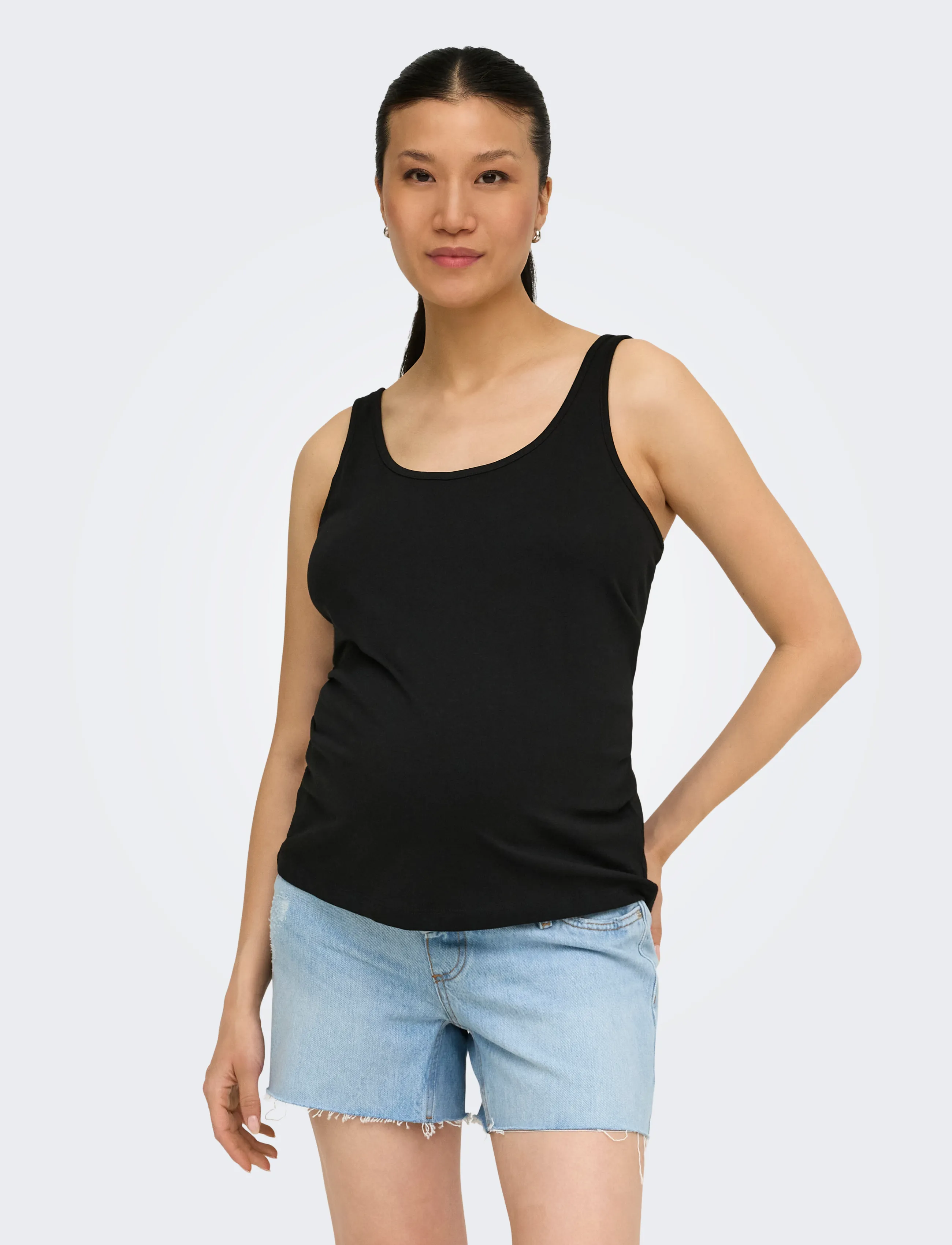 Only Maternity OLMBLOOM S/L TANK TOP JRS 2-PACK - T-Shirts & Tops - CLOUD DANCER / black