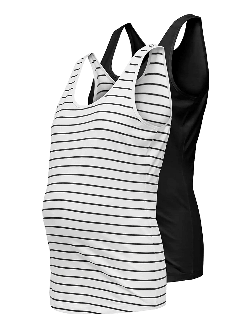 Only Maternity - OLMBLOOM S/L TANK TOP JRS 2-PACK - ermeløse topper - cloud dancer - 2