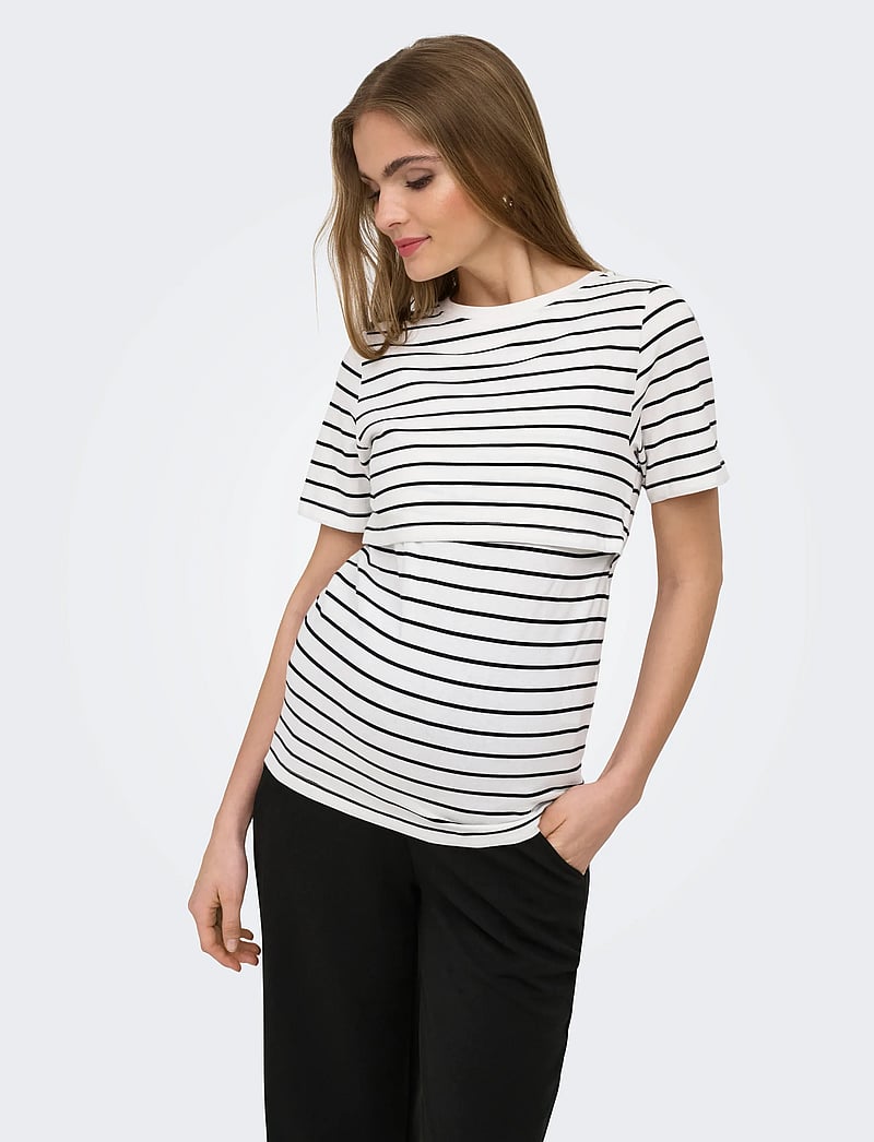 Only Maternity - OLMBLOOM S/S NURSING TOP JRS 2 PACK - alussärgid - cloud dancer - 0