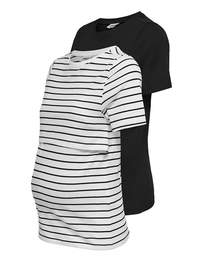 Only Maternity - OLMBLOOM S/S NURSING TOP JRS 2 PACK - alussärgid - cloud dancer - 3