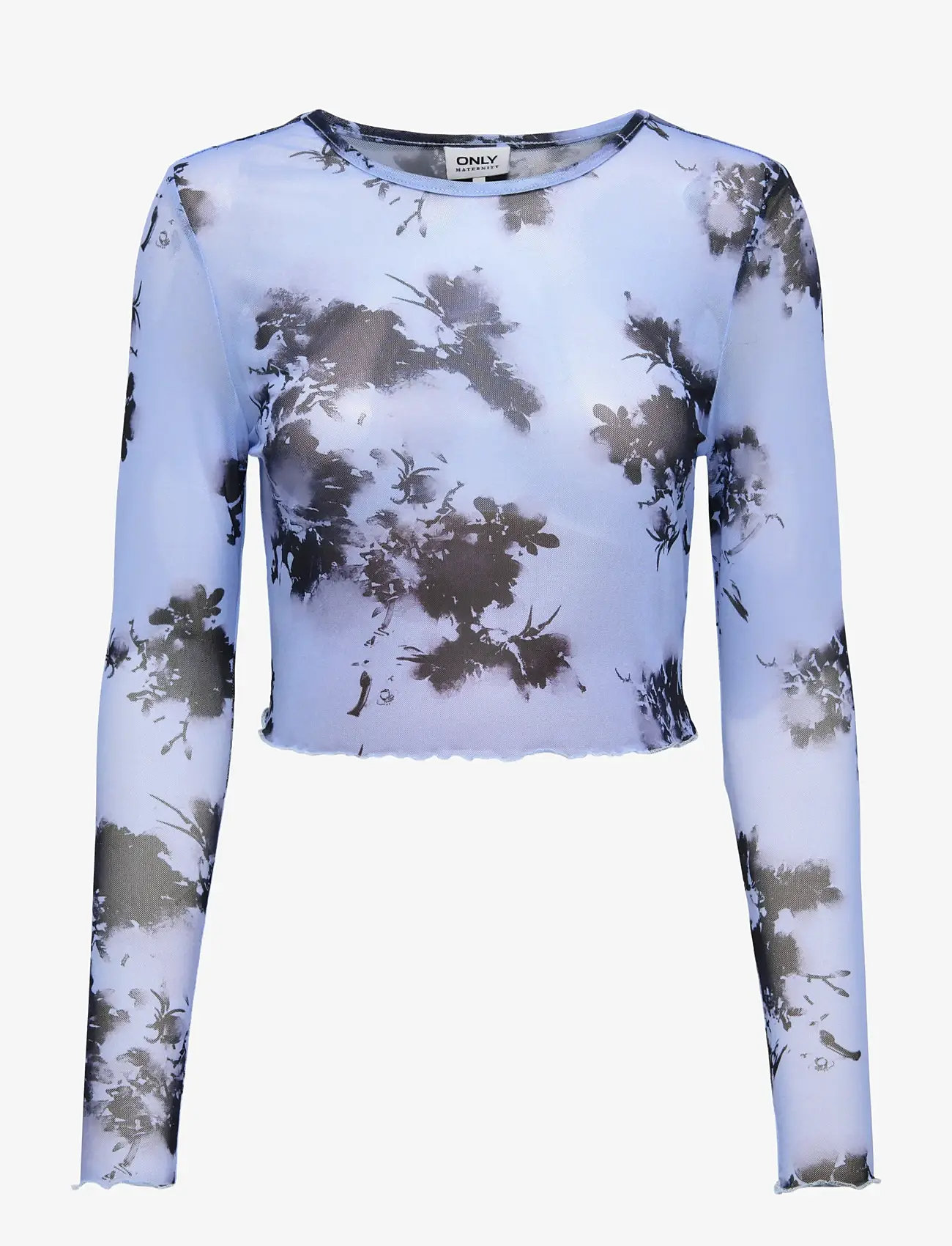 Only Maternity - OLMLOURA MESH LINE L/S O-NECK TOP JRS - crop tops - blue heron - 1