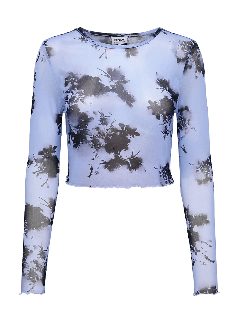 Only Maternity - OLMLOURA MESH LINE L/S O-NECK TOP JRS - crop tops - blue heron - 1