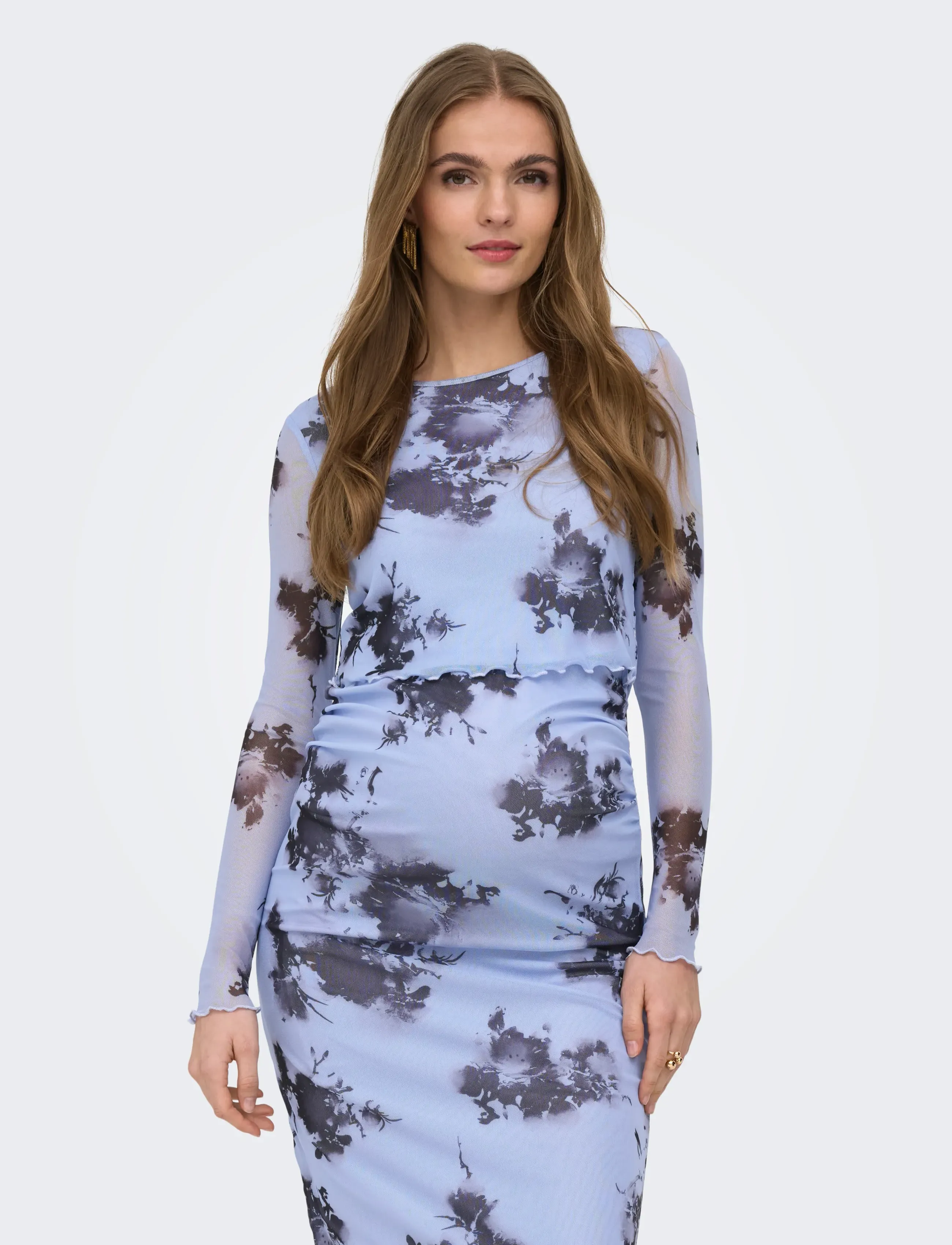 Only Maternity OLMLOURA MESH LINE L/S O-NECK TOP JRS - T-Shirts & Tops - BLUE HERON / blue