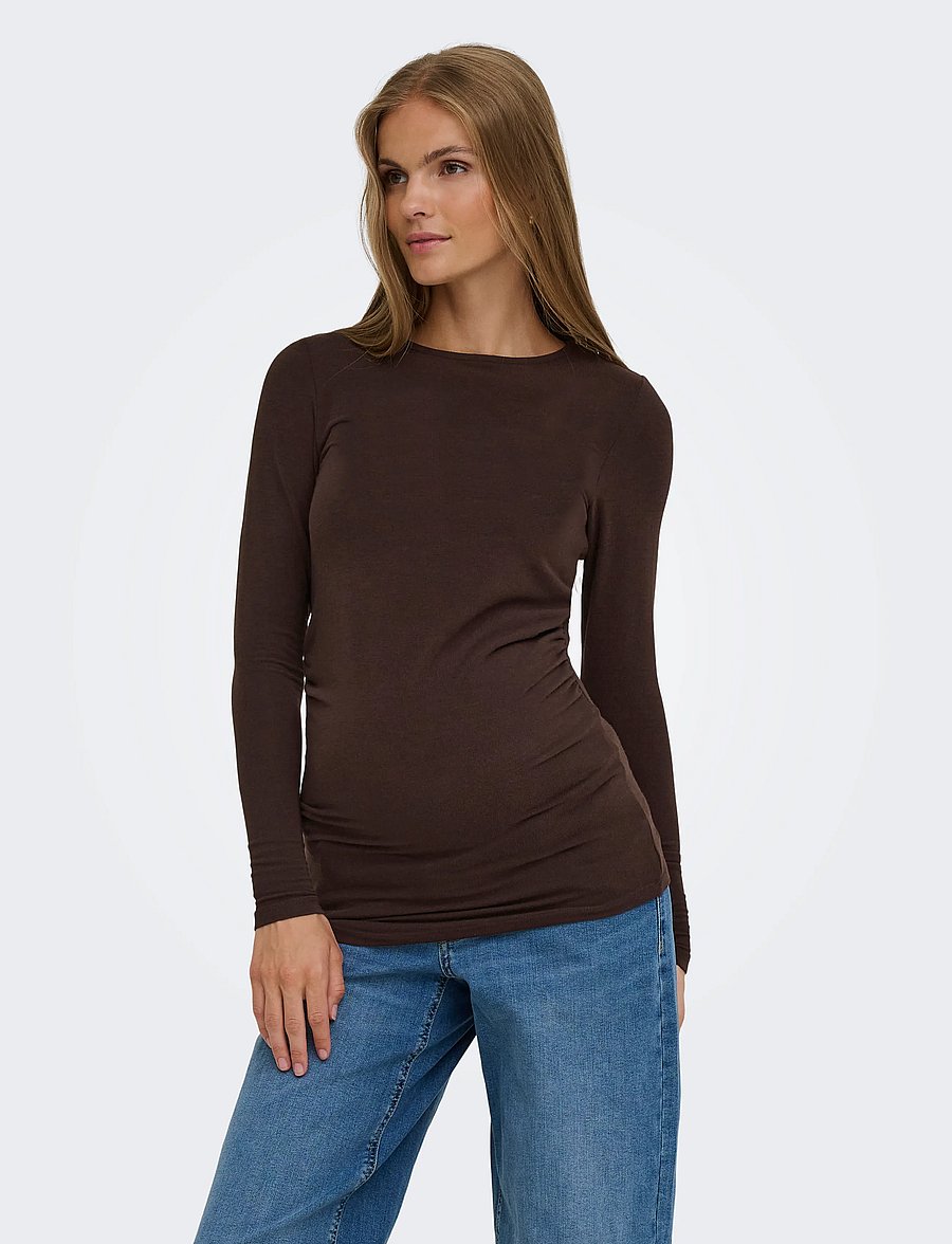Only Maternity - OLMGLAMOUR L/S RUCHING TOP JRS - bracken - 0