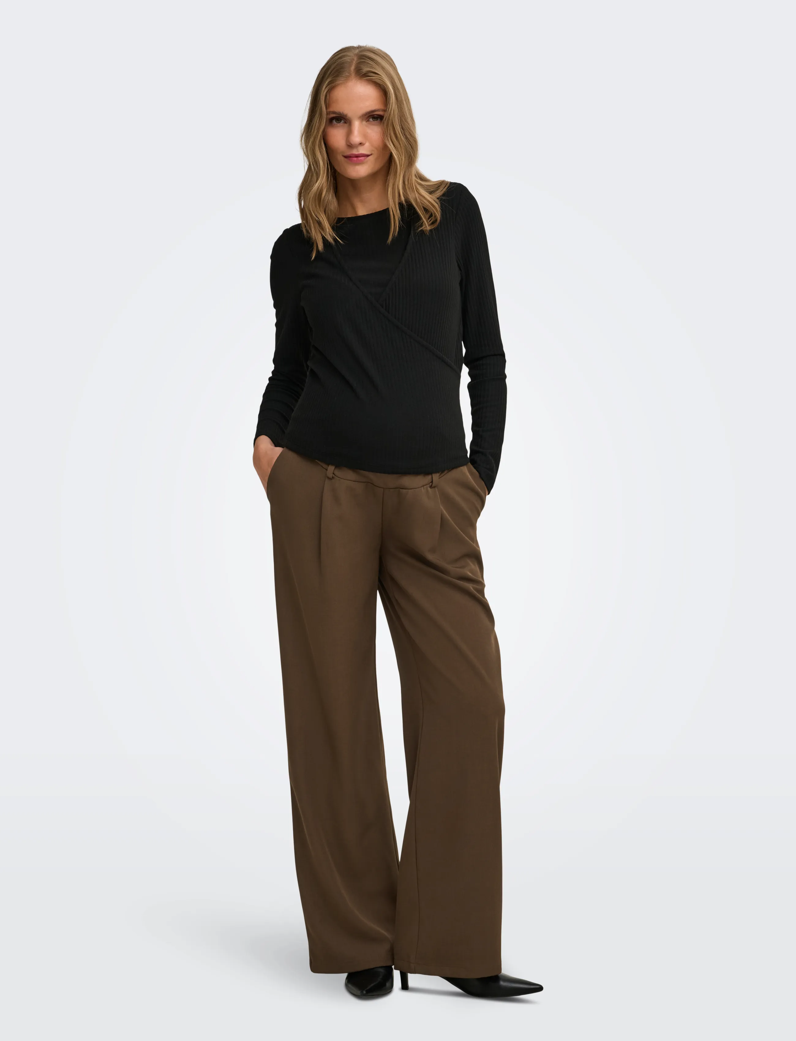 Only Maternity - OLMLINDA-BERRY O/B STR PANT TLR - chocolate martini - 5