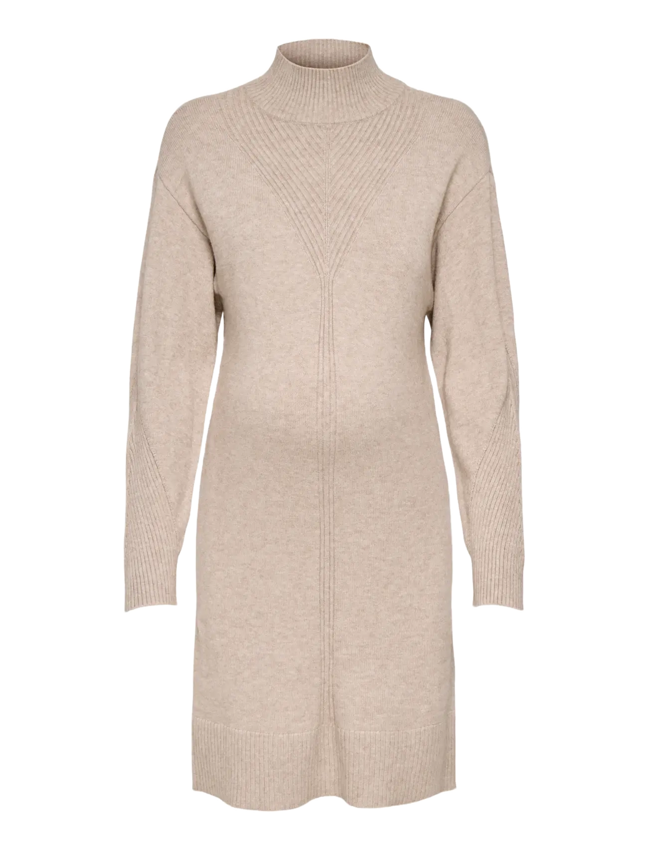 Only Maternity OLMPRINCESS LS HIGHNECK DRESS KNT NOOS - Kläder - MOCHA MERINGUE / beige