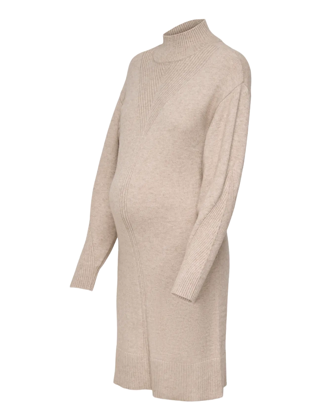 Only Maternity - OLMPRINCESS LS HIGHNECK DRESS KNT NOOS - mocha meringue - 2