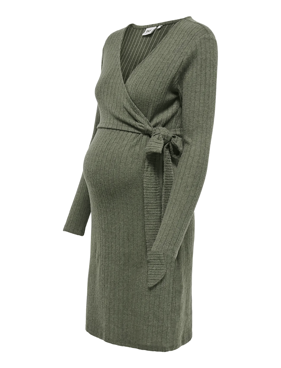 Only Maternity - OLMLOLA LS WRAP TIE ABK NURS DRESS JRS - smokey olive - 2