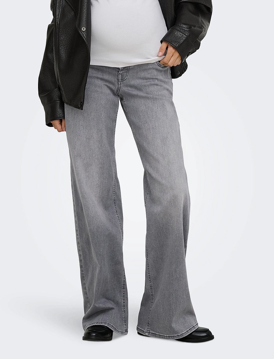 Only Maternity - OLMMADISON BLUSH WIDE DNM REA093 NOOS - hosen mit weitem bein - grey denim - 0