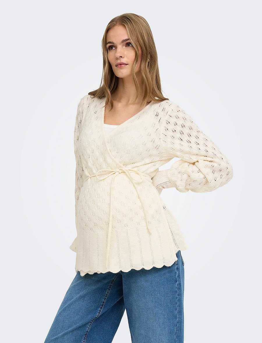 Only Maternity - OLMSILLA LS WRAP CARDIGAN KNT - Överdelar - birch - 0