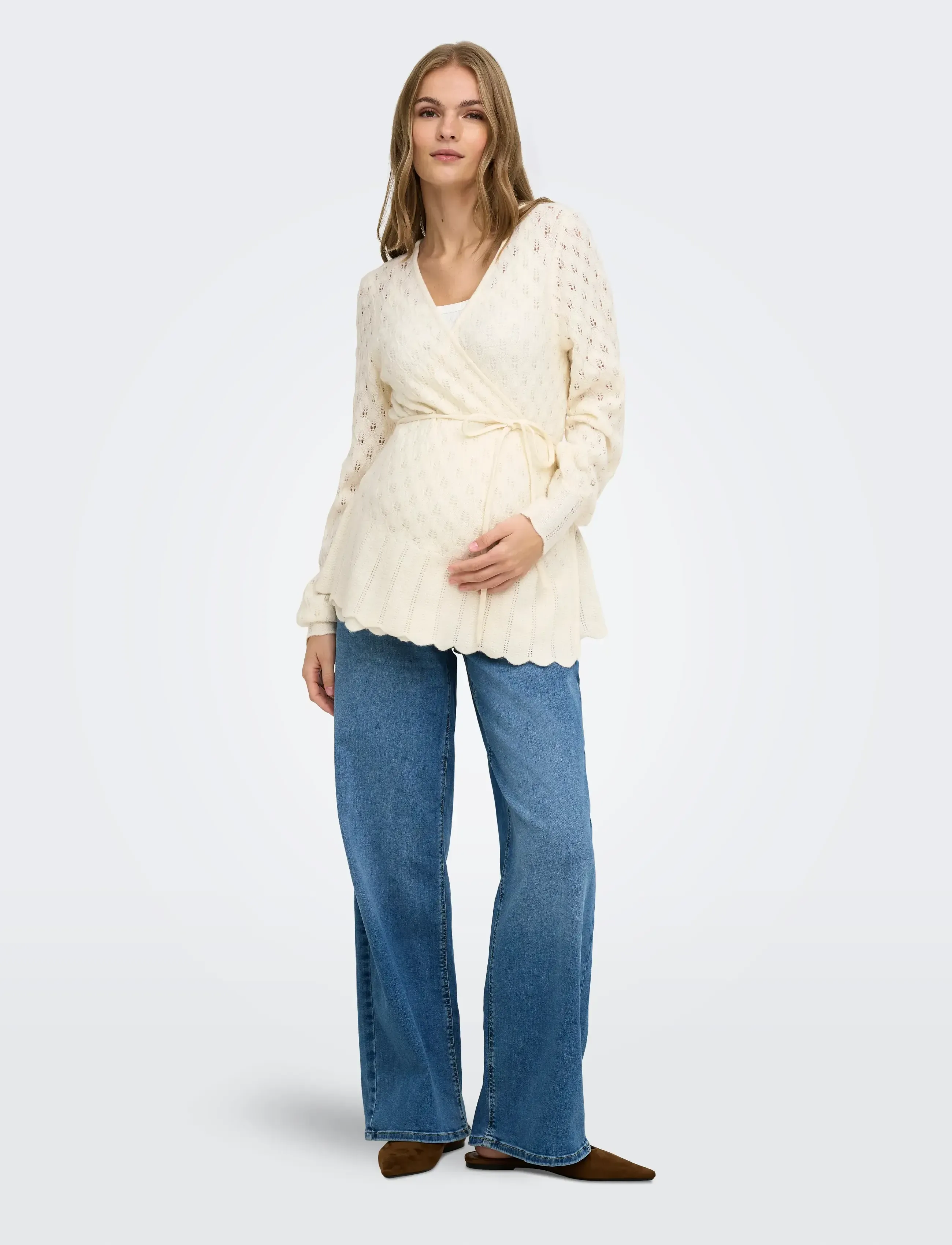 Only Maternity - OLMSILLA LS WRAP CARDIGAN KNT - tops - birch - 5