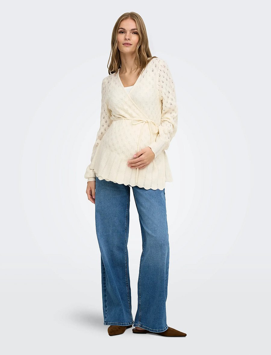 Only Maternity - OLMSILLA LS WRAP CARDIGAN KNT - Överdelar - birch - 5