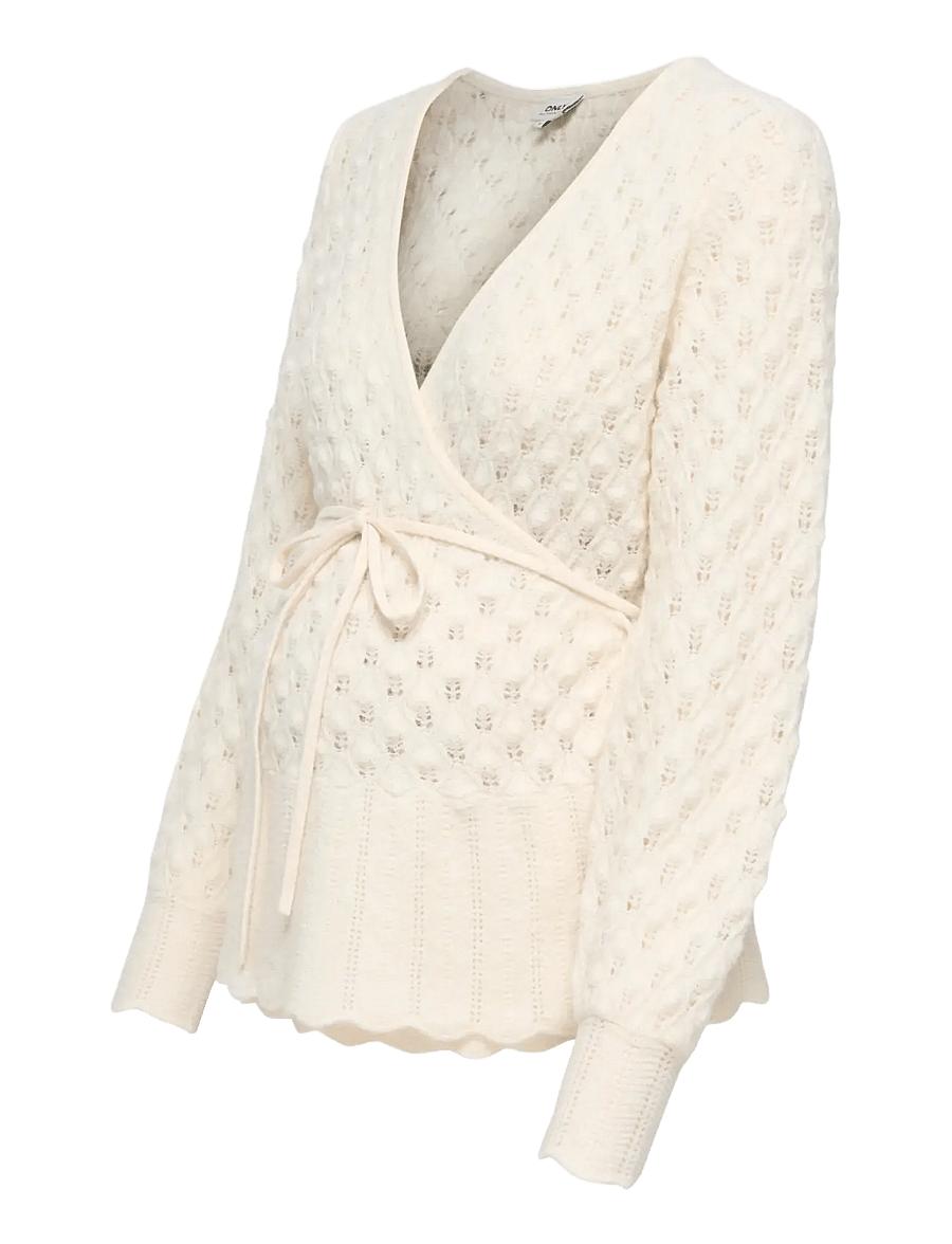 Only Maternity - OLMSILLA LS WRAP CARDIGAN KNT - overdele - birch - 2