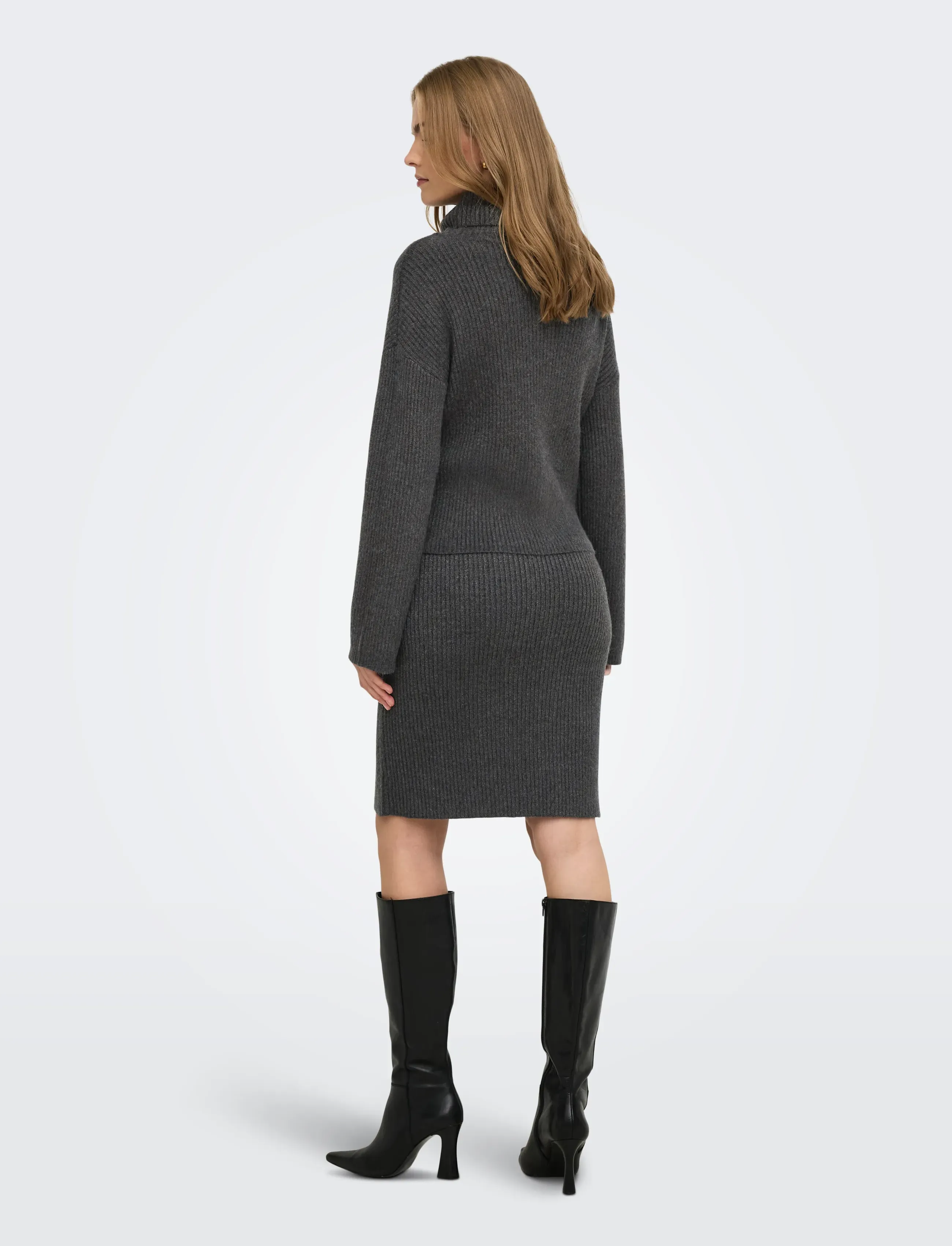 Only Maternity - OLMRIBELLA L/S ROLL NECK KNT - höstkläder - dark grey melange - 4