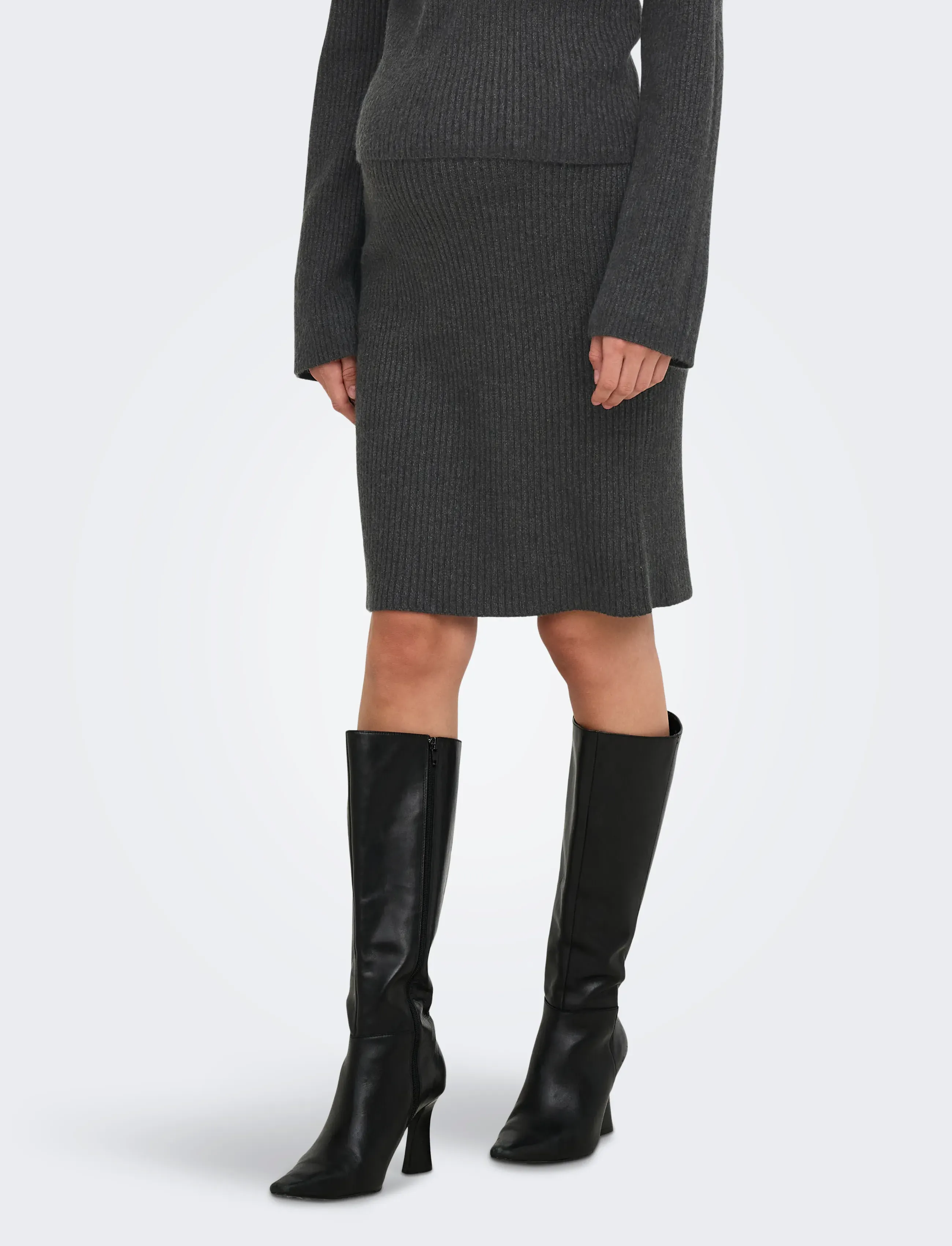 Only Maternity OLMRIBELLA MINI SKIRT KNT - Seelikud - DARK GREY MELANGE / grey
