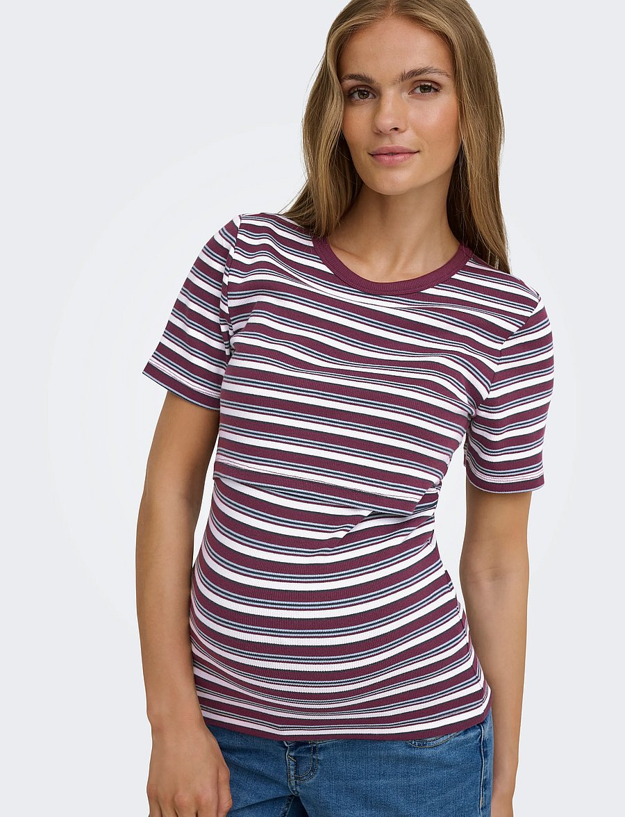 Only Maternity - OLMVAL S/S O-NECK STRIPE NURSING TOP JRS - oberteile - fig - 5