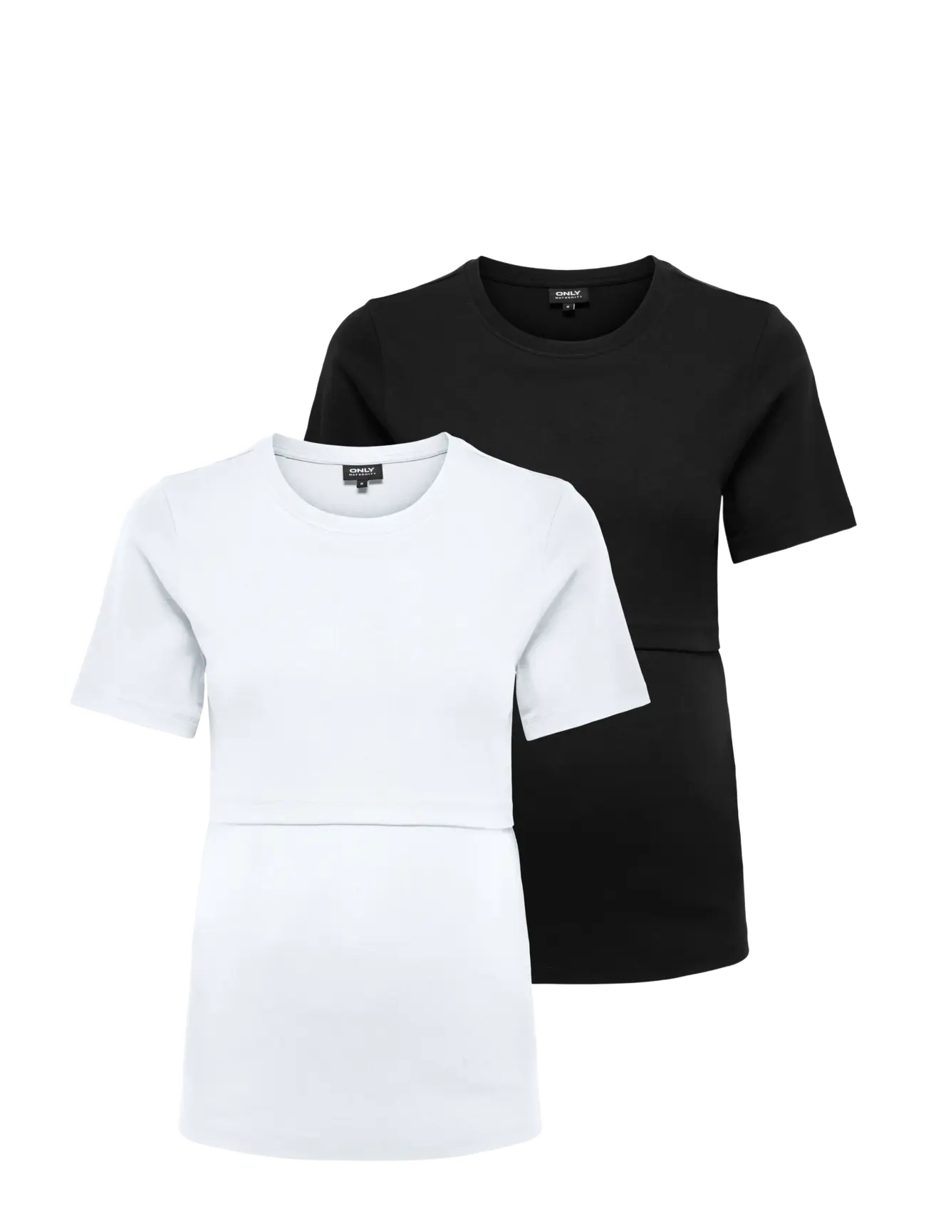 Only Maternity OLMNIMA SS O-NECK NURSING TOP 2-PACK JRS - T-shirts & Toppar - BLACK / black
