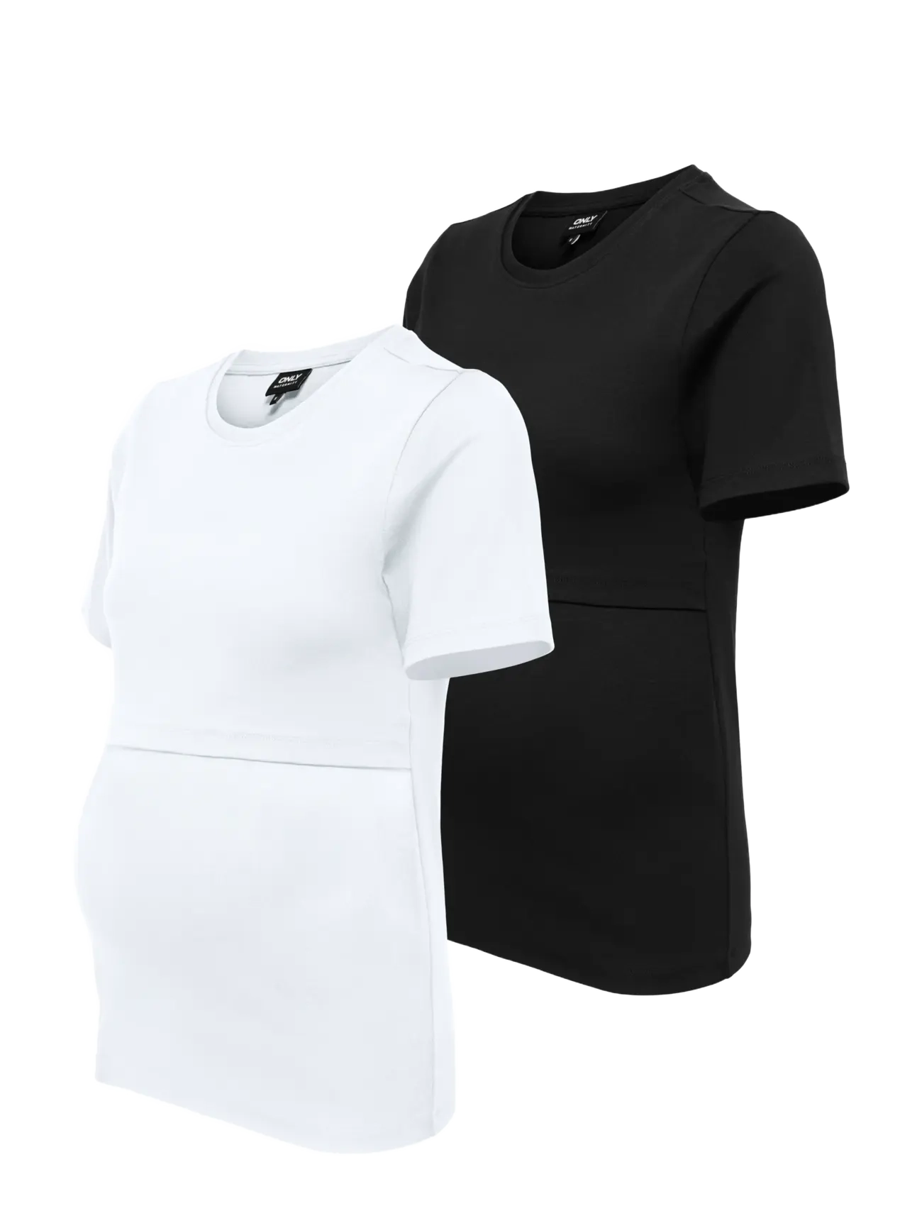 Only Maternity - OLMNIMA SS O-NECK NURSING TOP 2-PACK JRS - black - 2