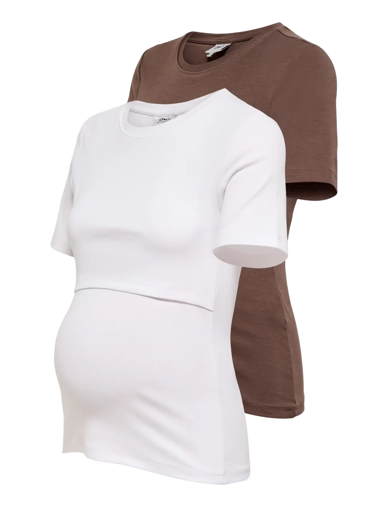 Only Maternity - OLMNIMA SS O-NECK NURSING TOP 2-PACK JRS - chocolate martini - 2
